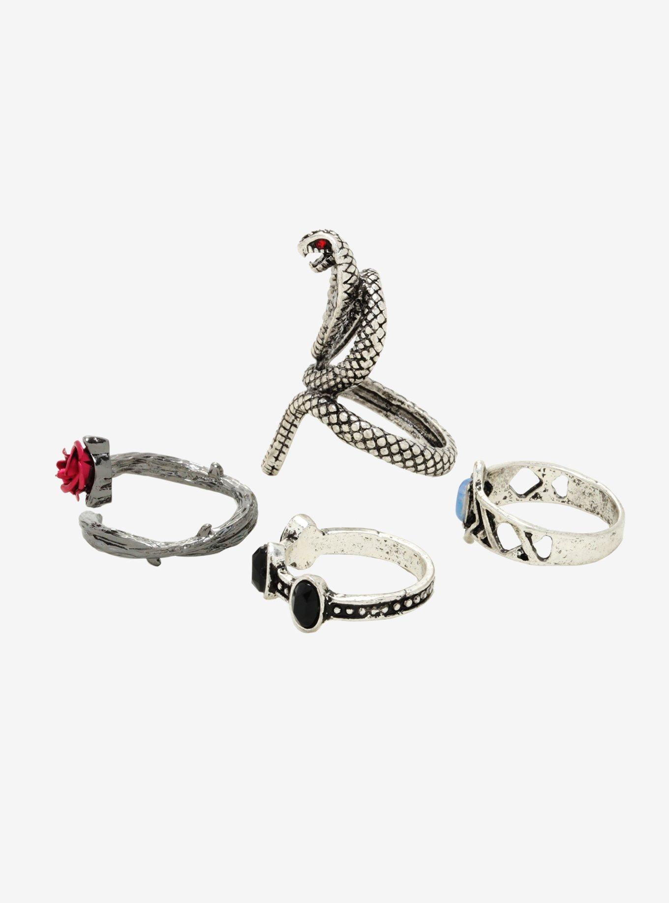 Snake & Rose Ring Set, , alternate
