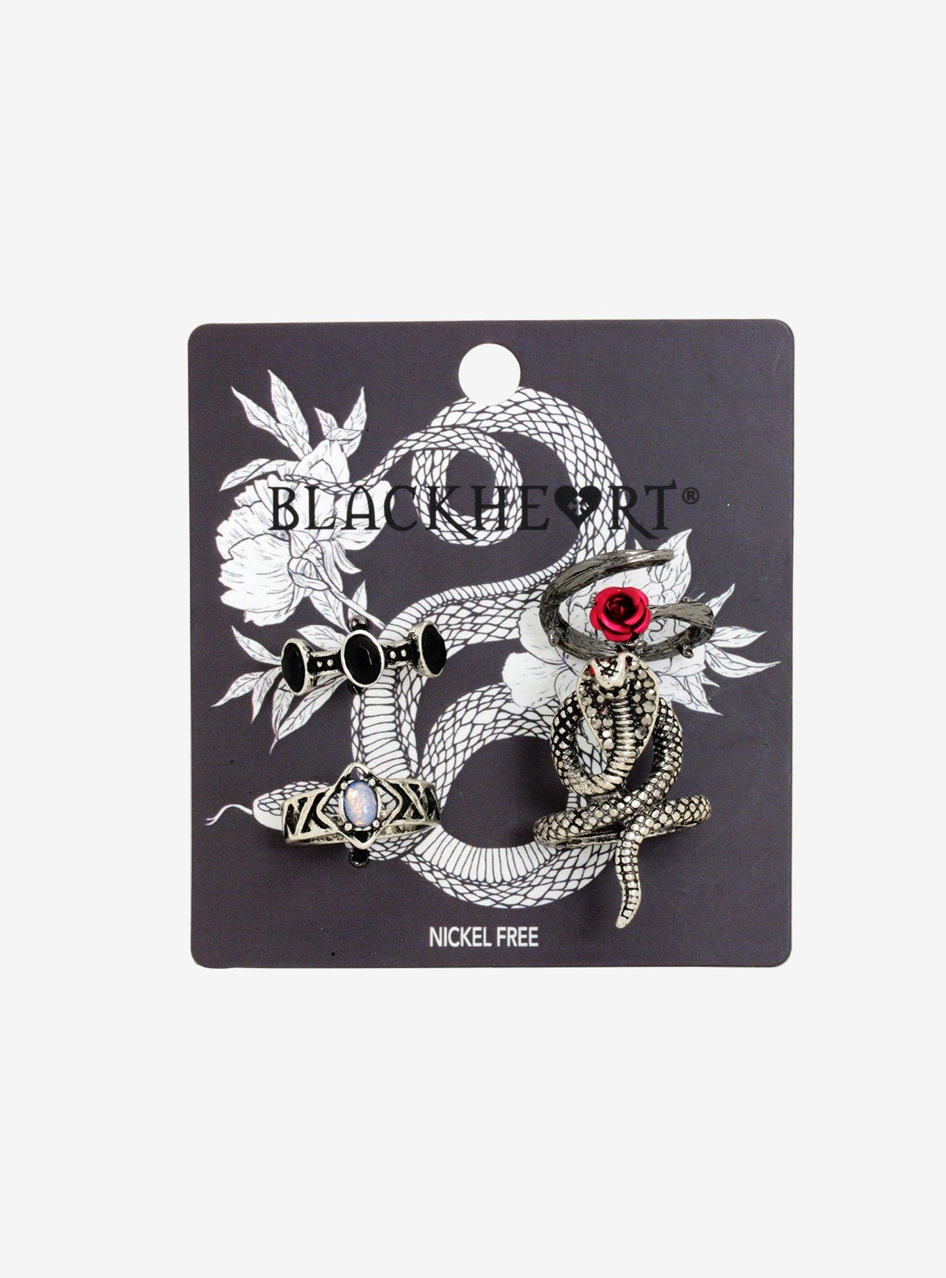 Snake & Rose Ring Set, , alternate