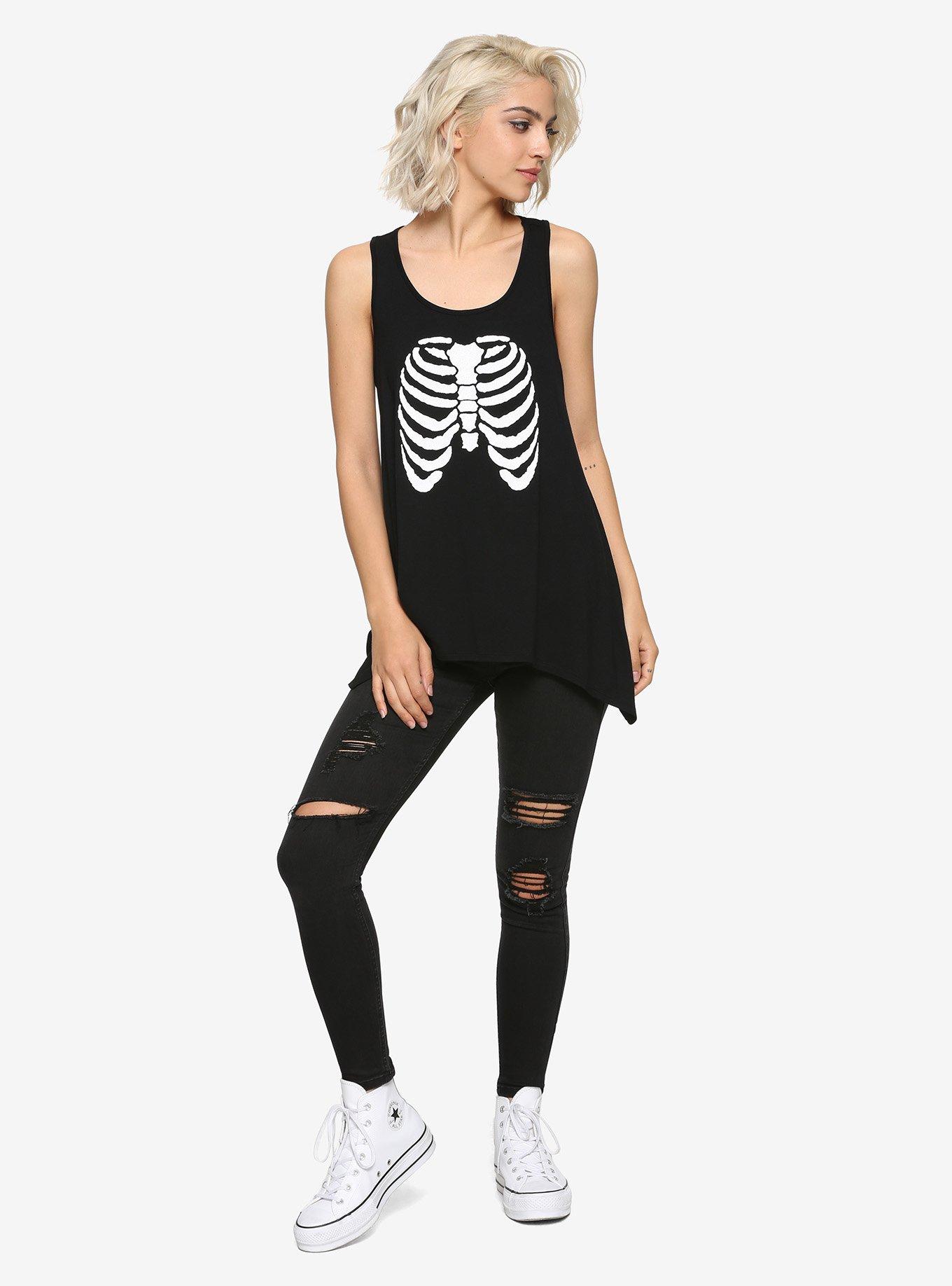 Rib Cage Slash Back Girls Tank Top, , alternate