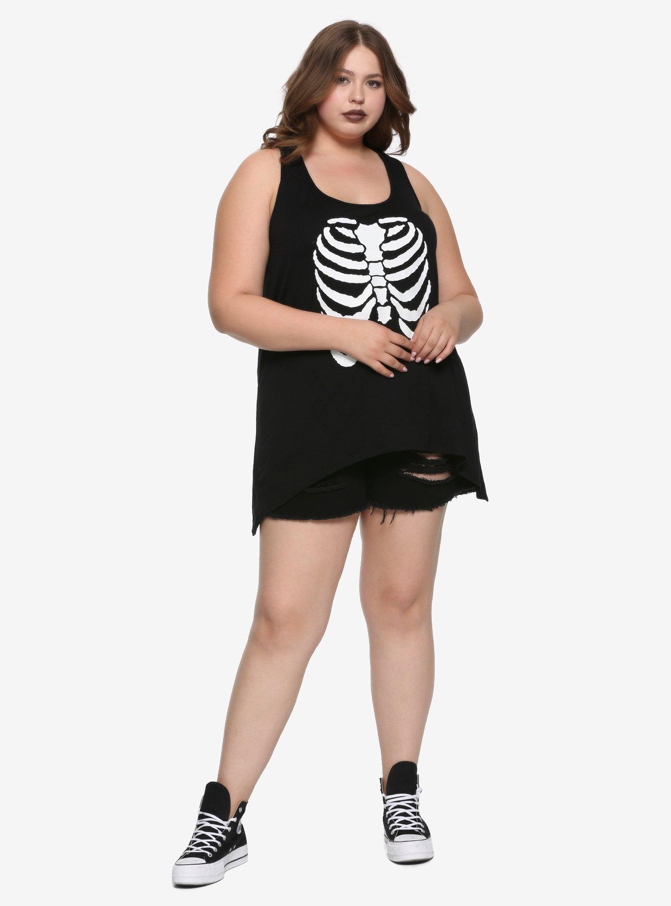 Rib Cage Slash Back Girls Tank Top Plus Size, , alternate