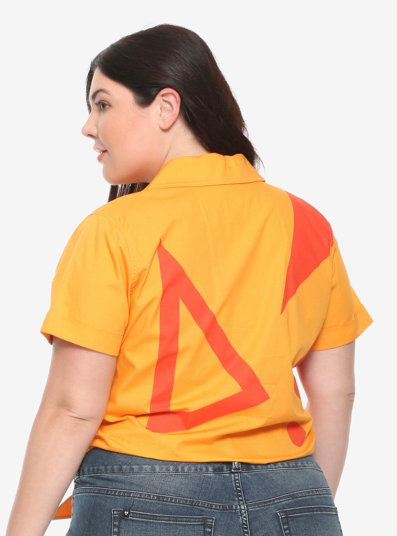 Disney Aladdin Genie Vacation Tie Front Woven Button-Up Top Plus Size, , alternate
