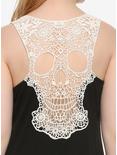Black & Ivory Crocheted Skull Girls Tank Top, , alternate