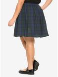 Green & Blue Plaid Pleated Skirt Plus Size, , alternate