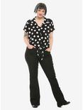 White Cat Silhouette Tie Front Girls Woven Button-Up Plus Size, , alternate