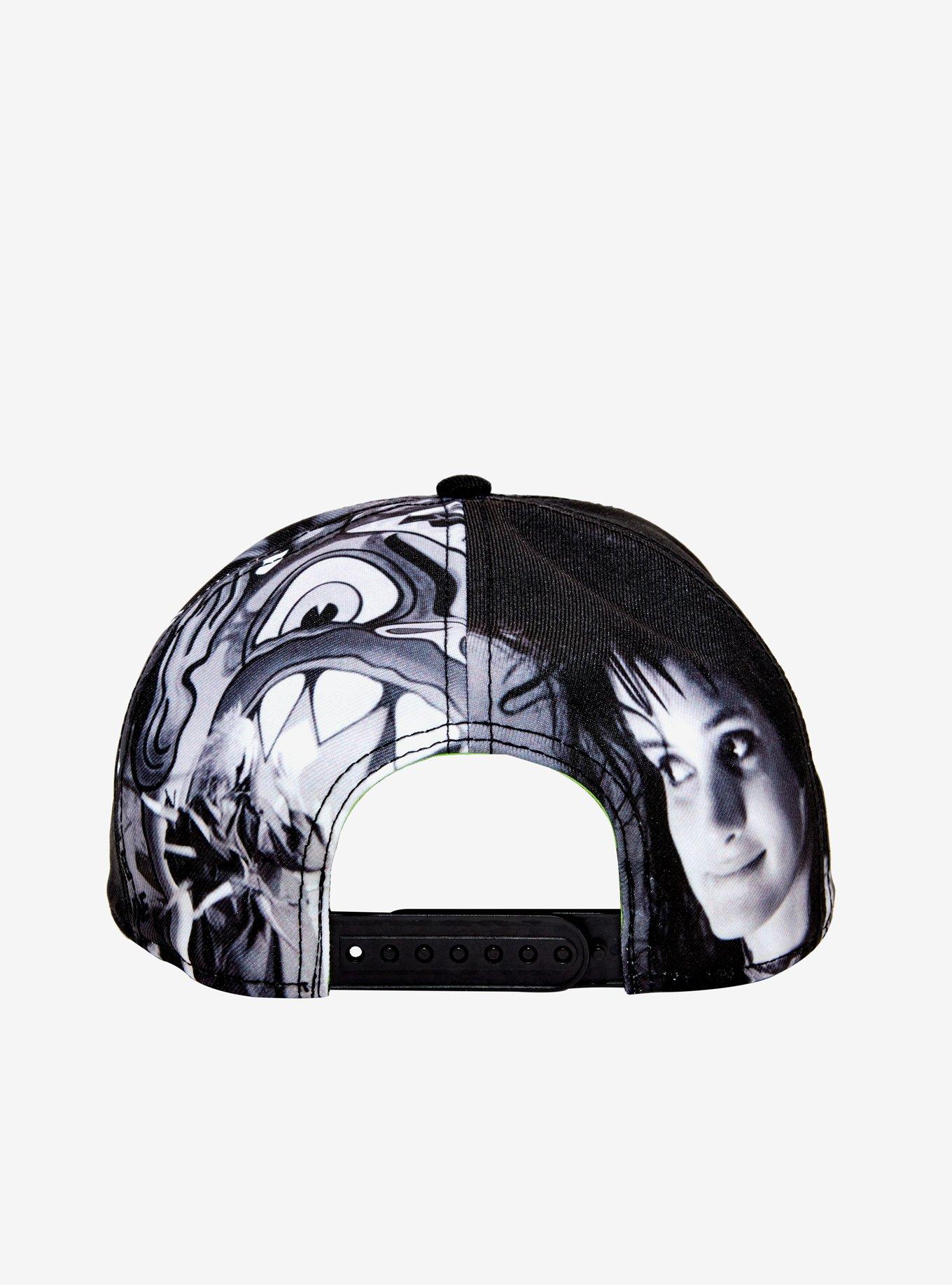 Beetlejuice Black & White Printed Snapback Hat, , alternate