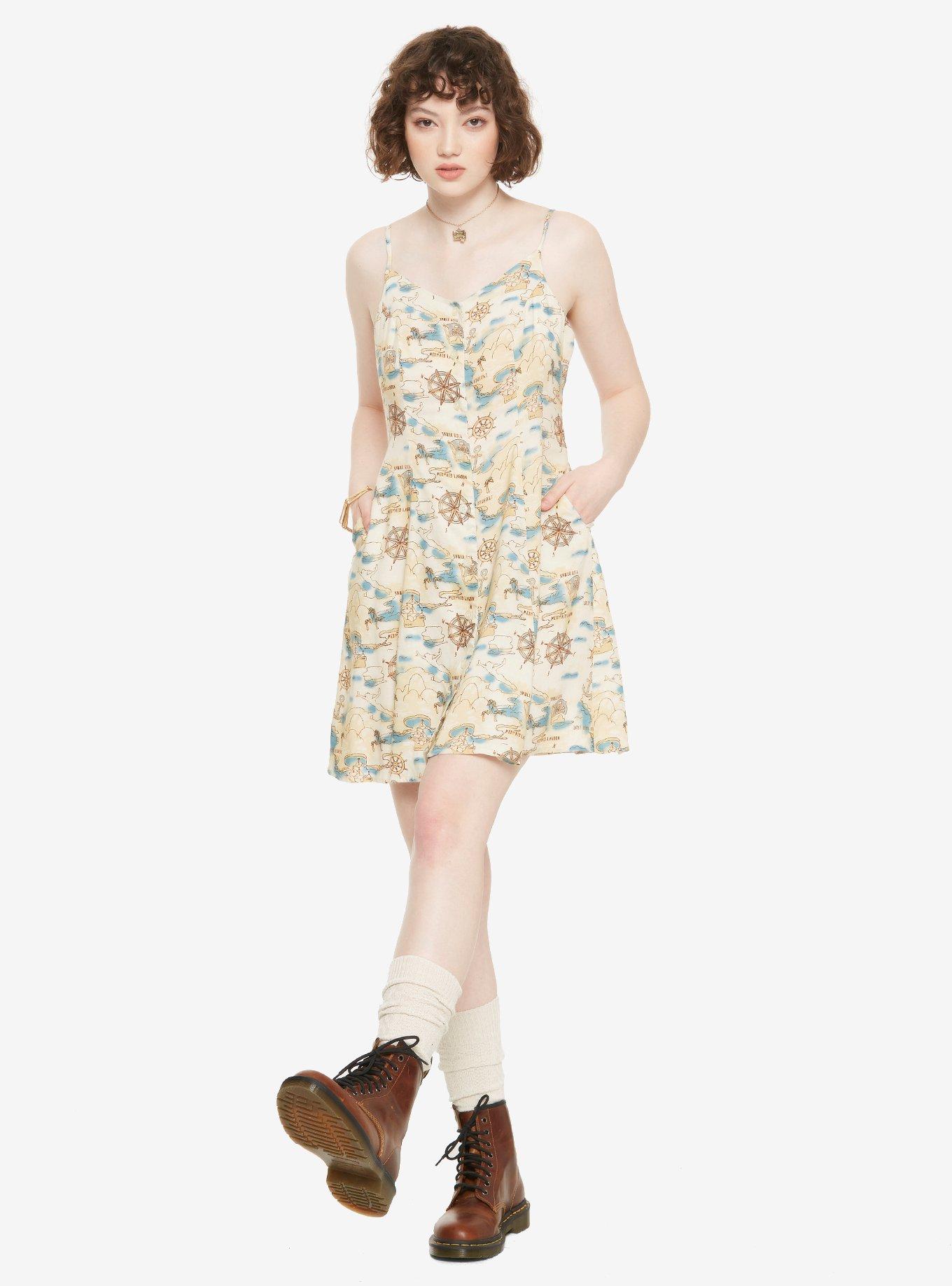 Disney Peter Pan Map Print Button-Front Dress, MULTI, alternate