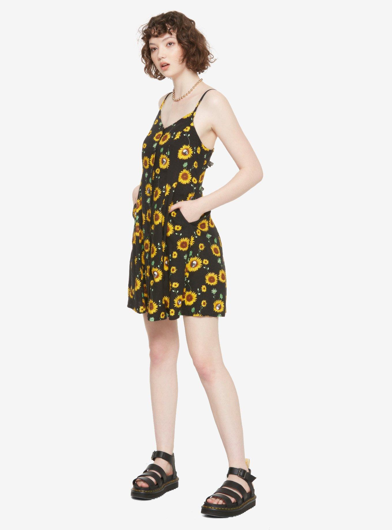 Sunflowers & Skulls Button-Front Dress, FLORAL, alternate
