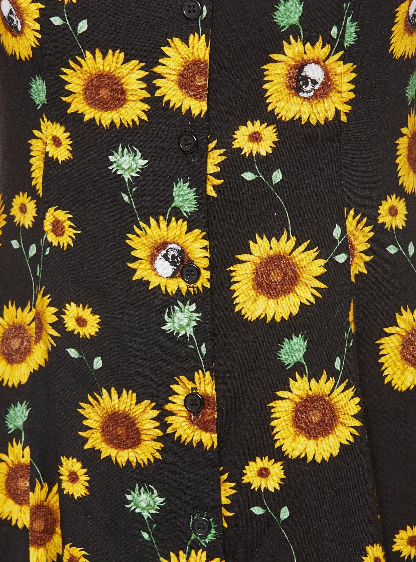 Sunflowers & Skulls Button-Front Dress, FLORAL, alternate
