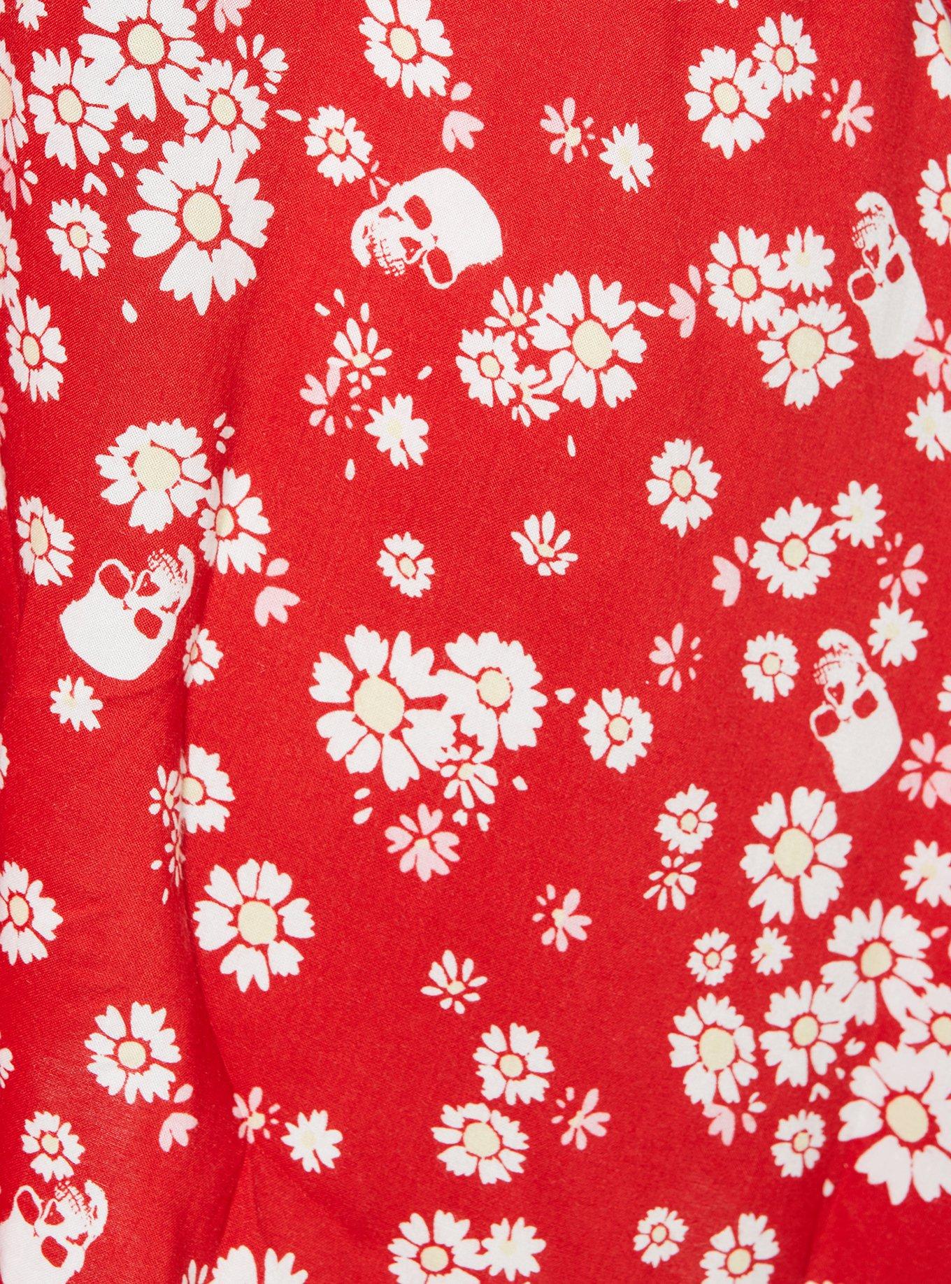 Red Daisy & Skulls Retro Dress, , alternate