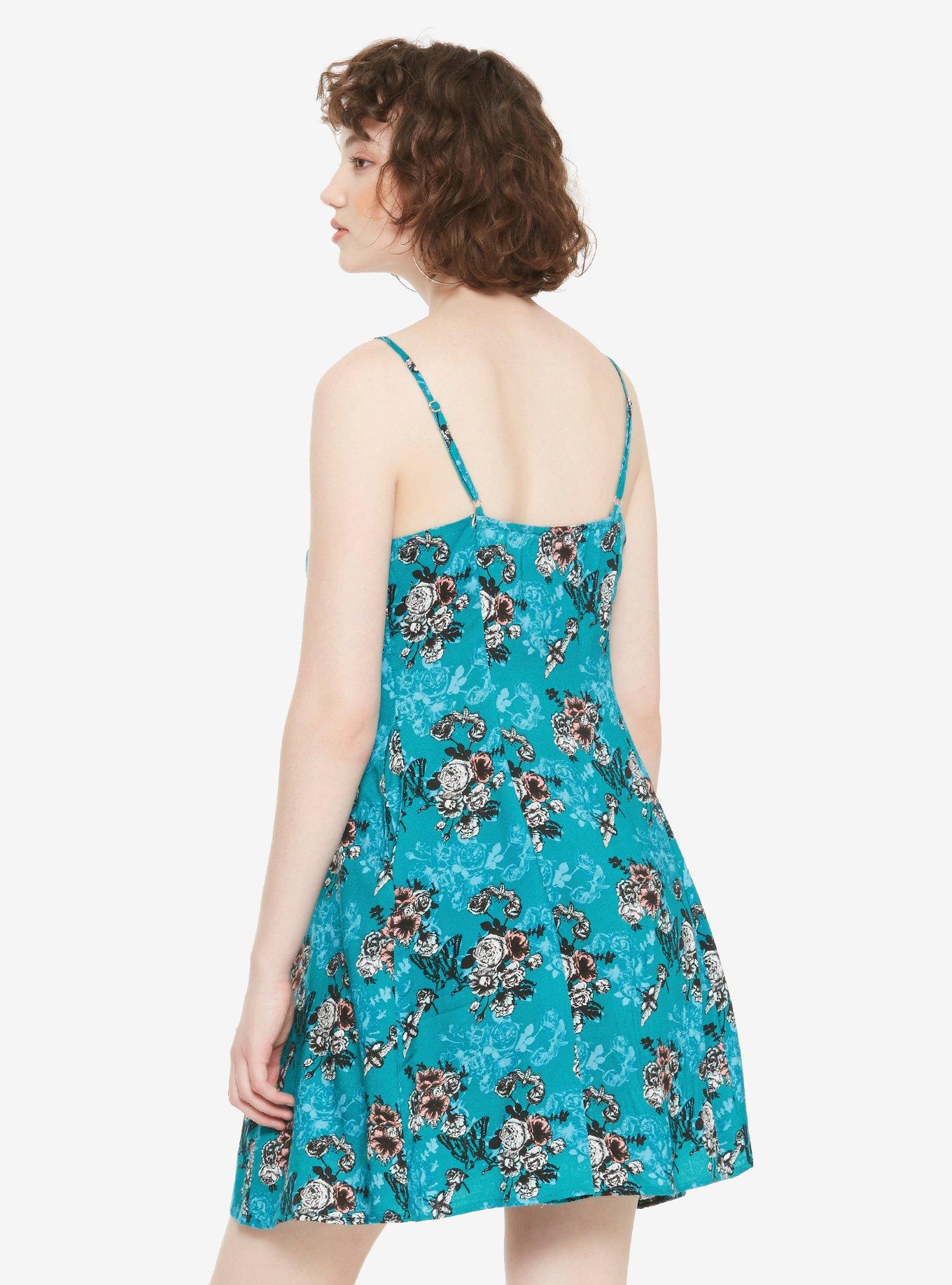 Teal Floral Button-Front Dress, FLORAL, alternate