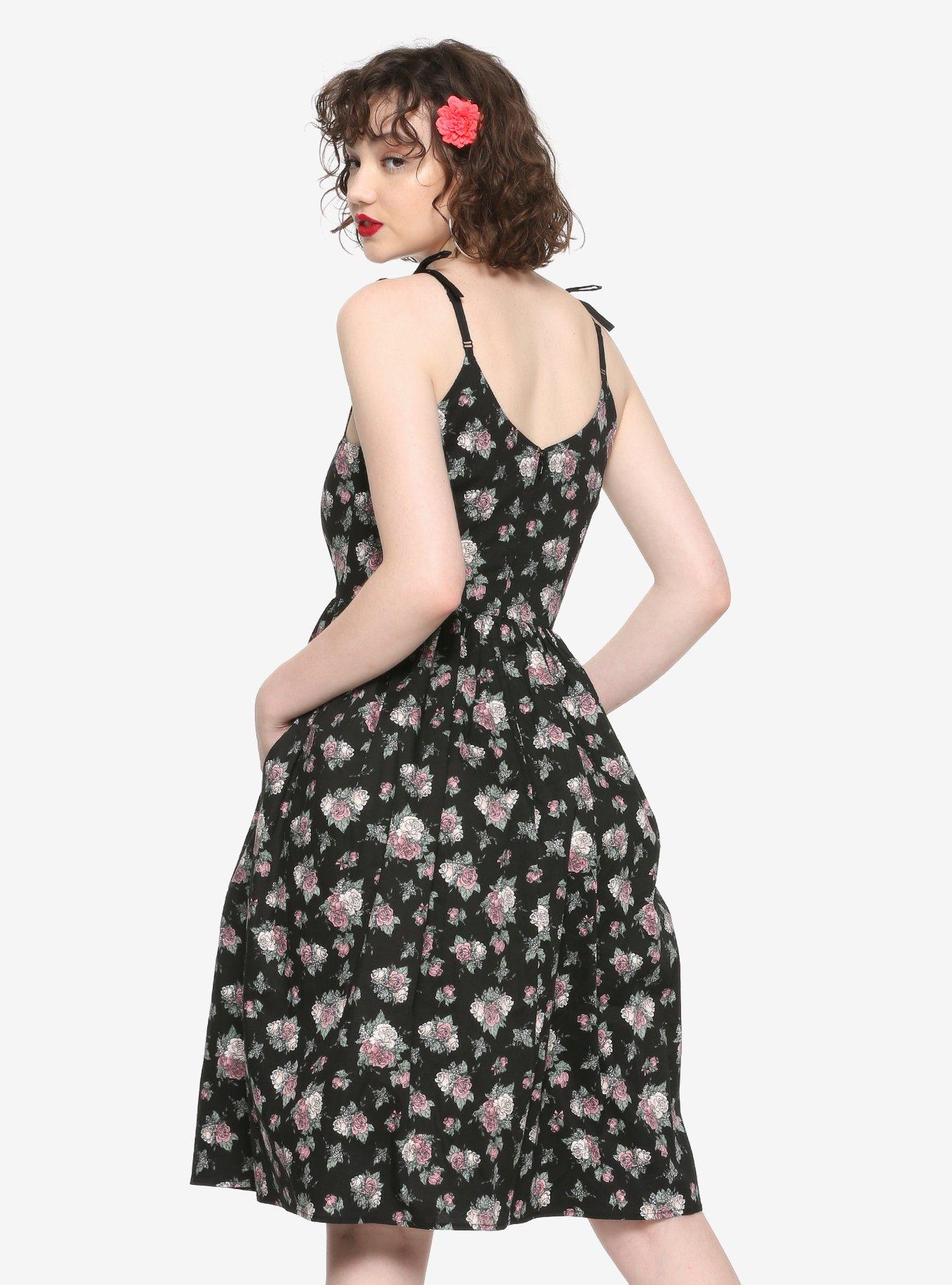 Hell Bunny Floral Francesca Black Dress, FLORAL, alternate