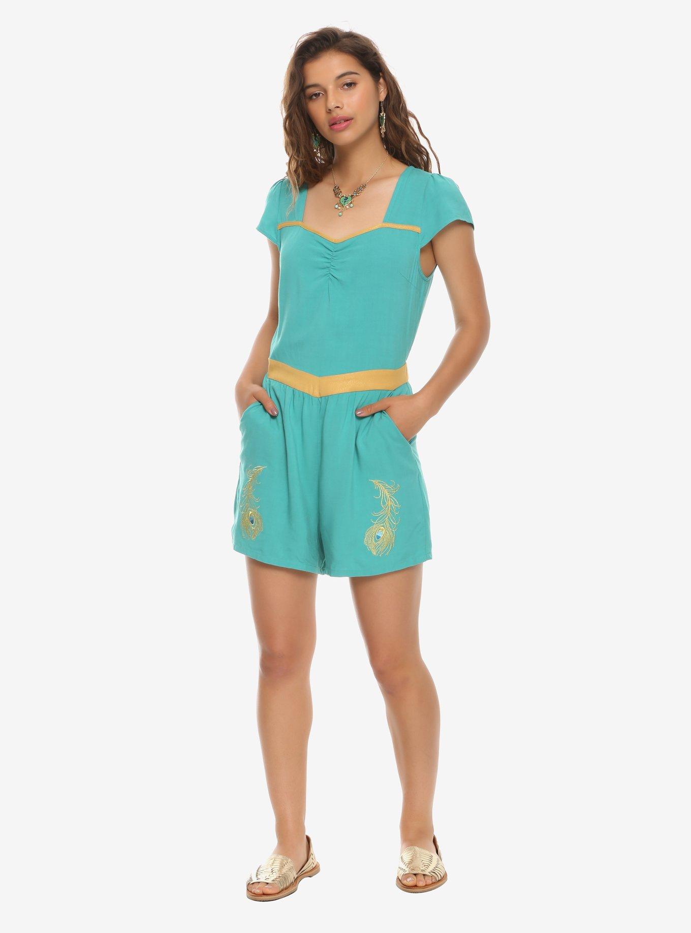 Her Universe Disney Aladdin Jasmine Peacock Romper, BLUE, alternate