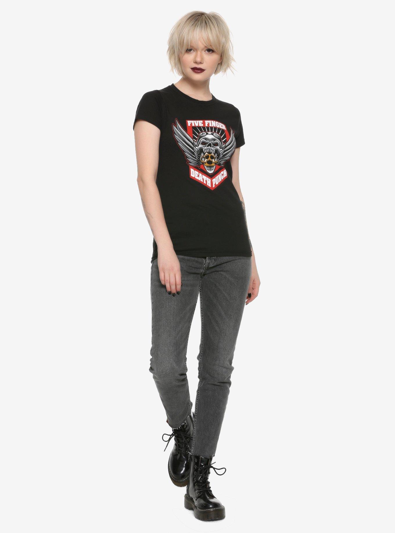 Five Finger Death Punch Wing Skull Logo Girls T-Shirt, BLACK, alternate