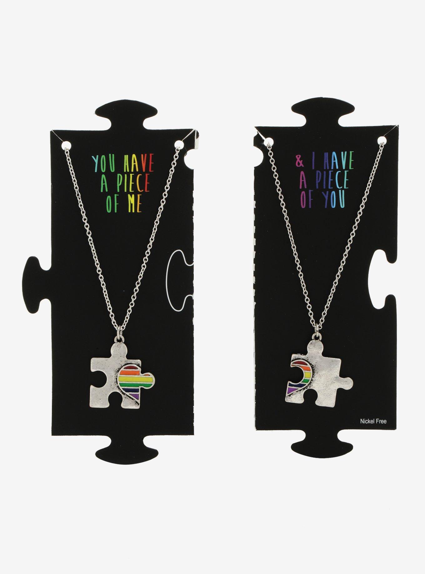 Rainbow Heart Puzzle Best Friend Necklace Set, , alternate