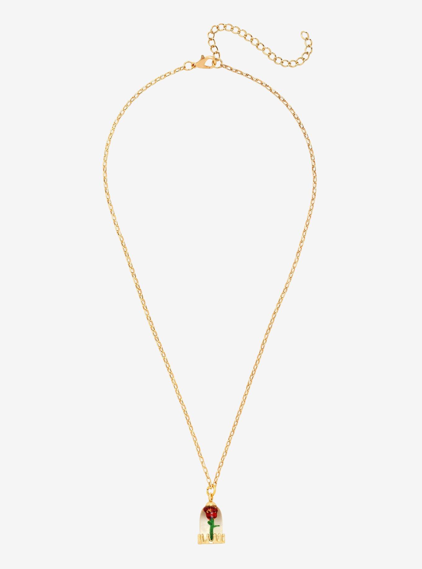 Disney Beauty And The Beast Enchanted Rose Necklace, , alternate