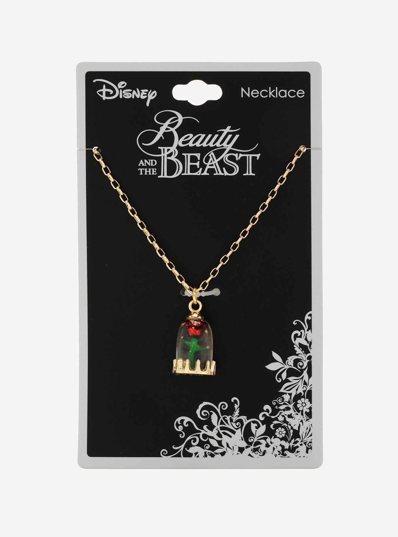 Disney Beauty And The Beast Enchanted Rose Necklace, , alternate
