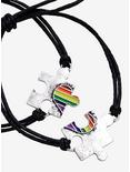 Rainbow Heart Puzzle Best Friend Cord Bracelet Set, , alternate