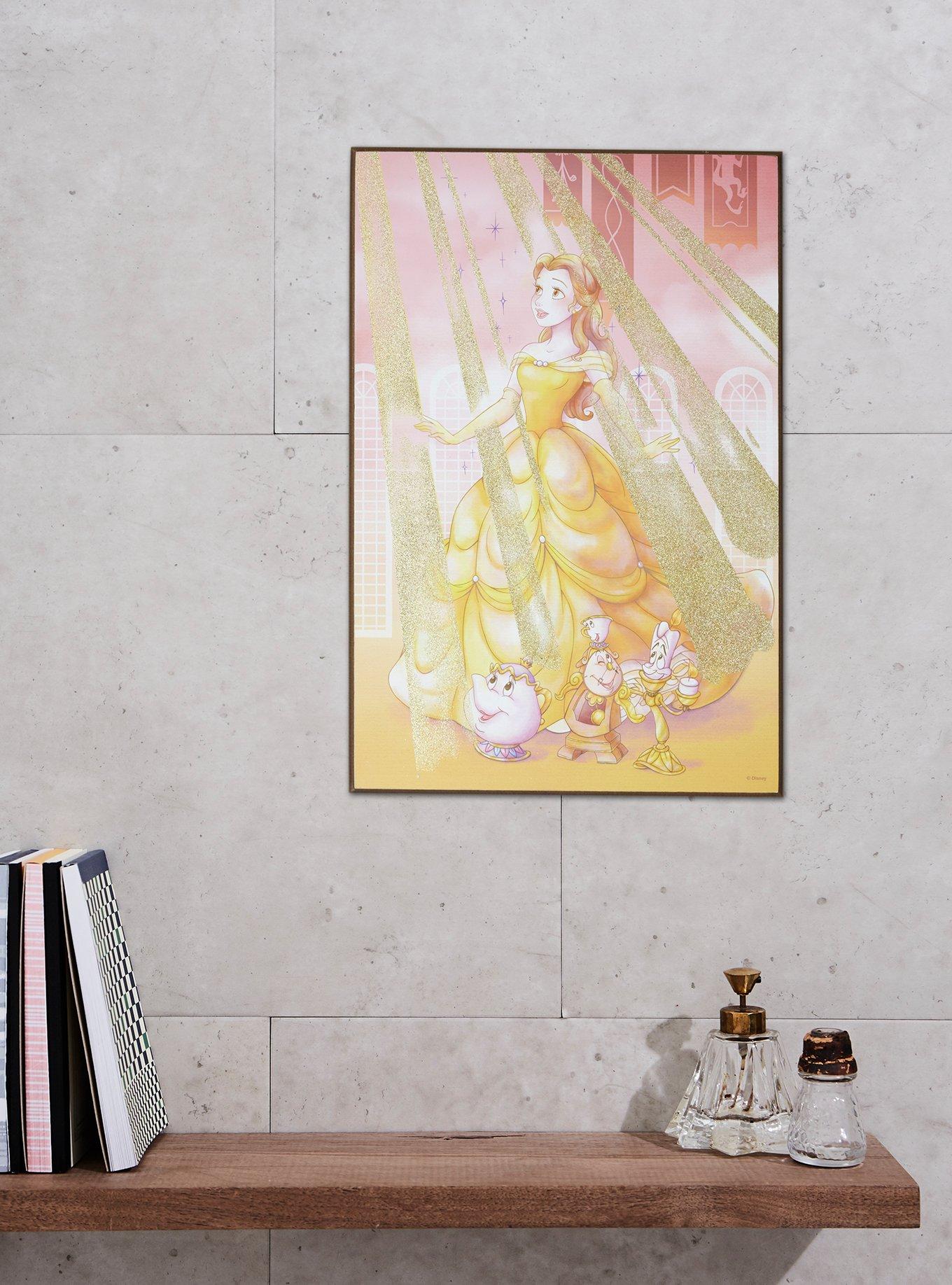Disney Beauty And The Beast Belle Glitter Print Poster Wood Wall Art, , alternate