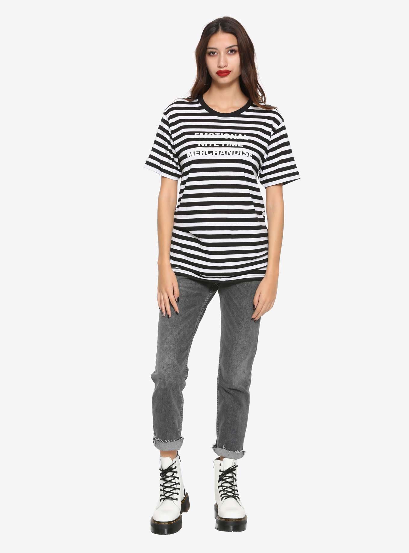 Emo Nite Emotional Nite Time Merchandise Striped Girls T-Shirt, , alternate