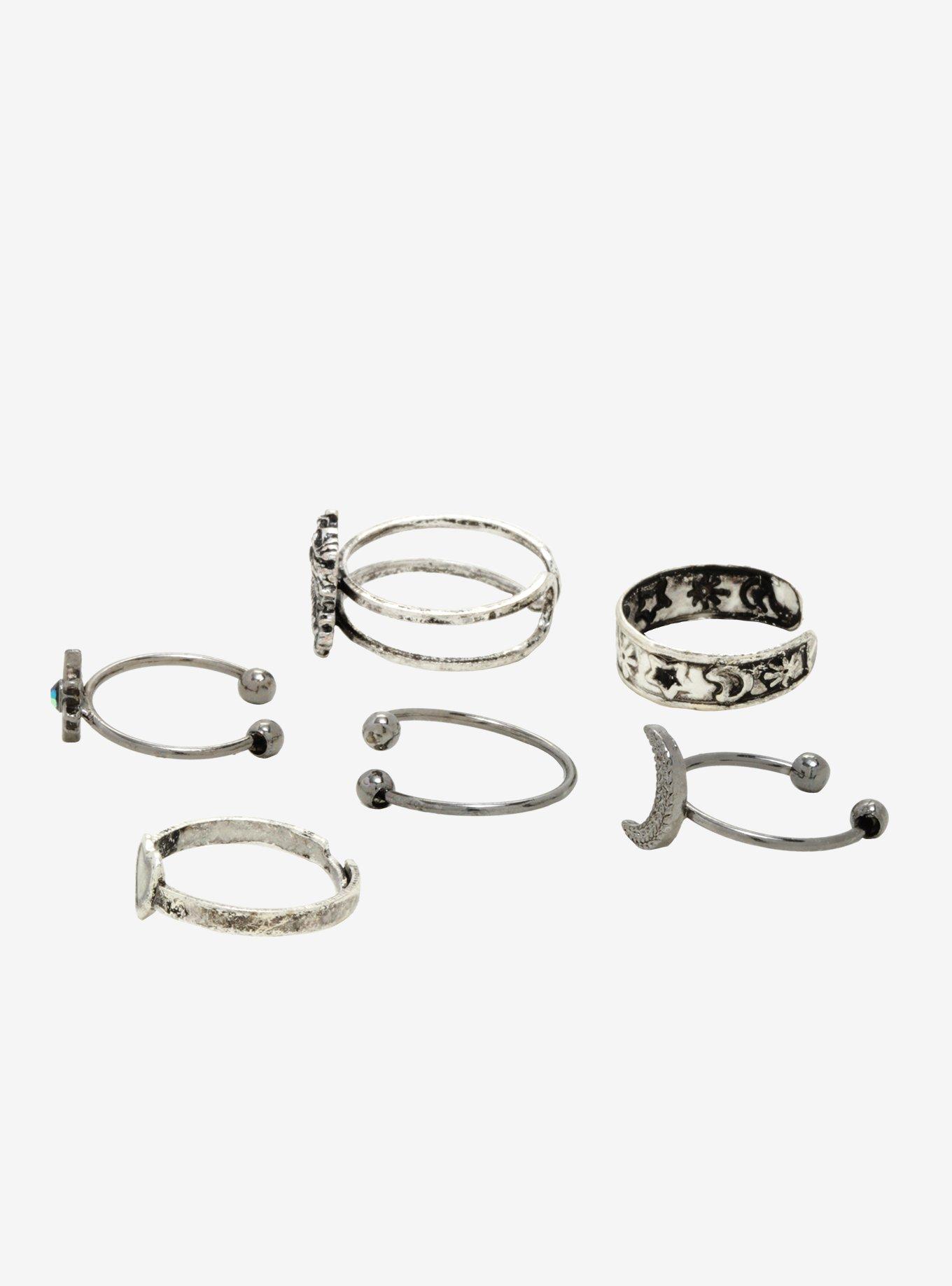 Moon Sun Dragon Silver Toe Ring Set, , alternate