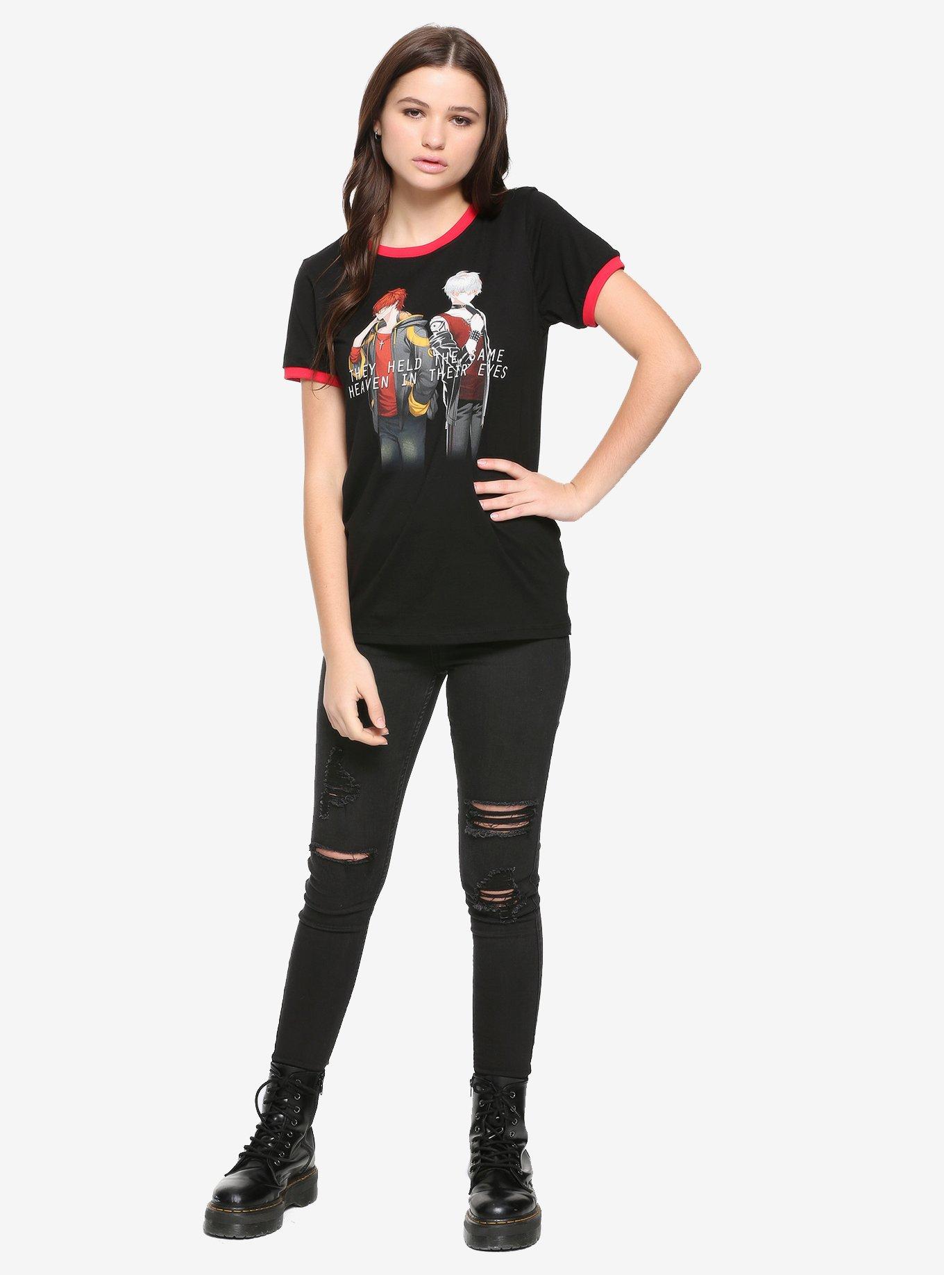 Mystic Messenger 707 Unknown Girls Ringer T-Shirt, MULTI, alternate