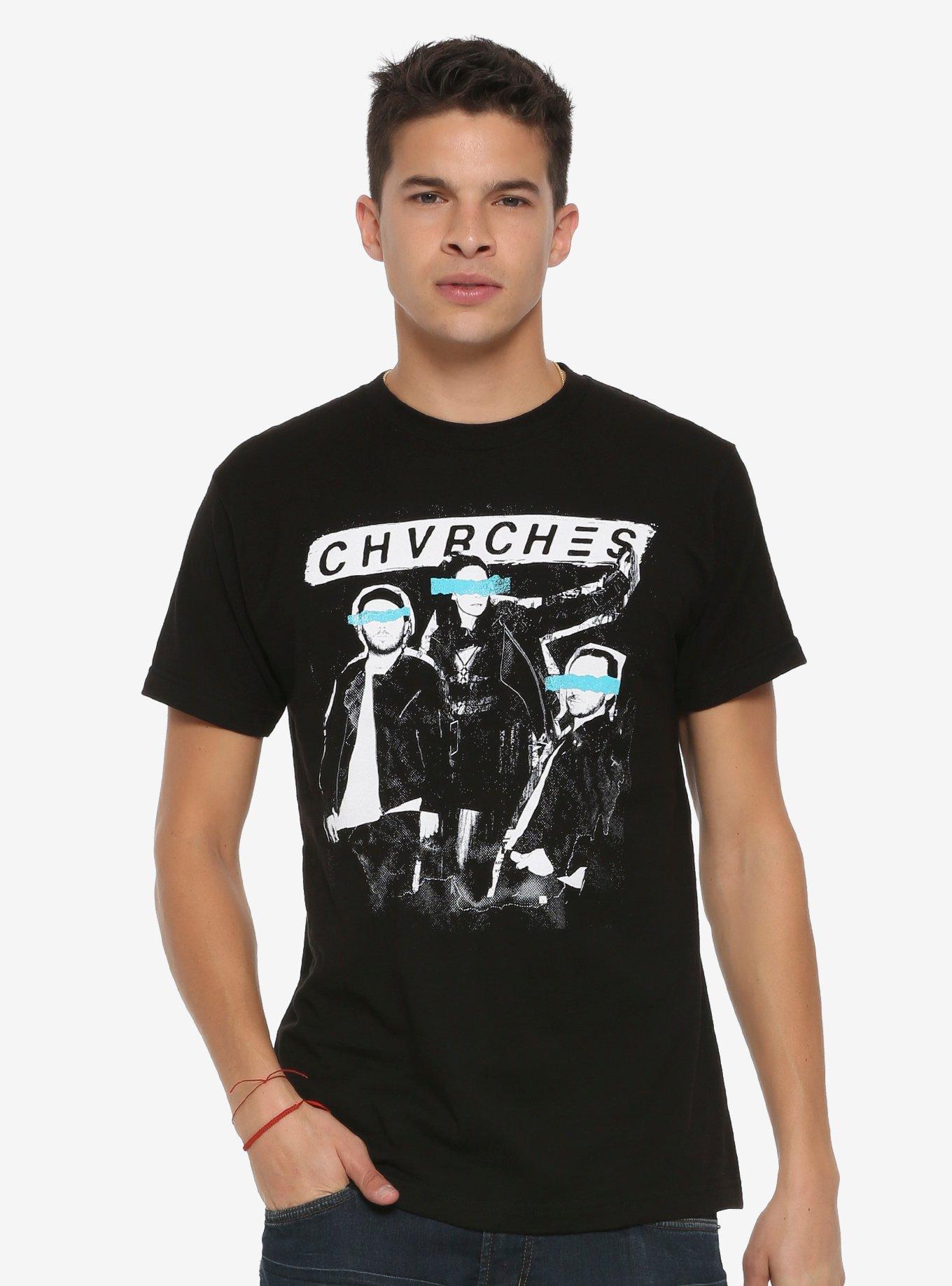 Chvrches Group Cutout Blue Stripe Photo T-Shirt, , alternate