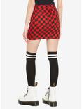 Black & Red Checkerboard Denim Mini Skirt, , alternate