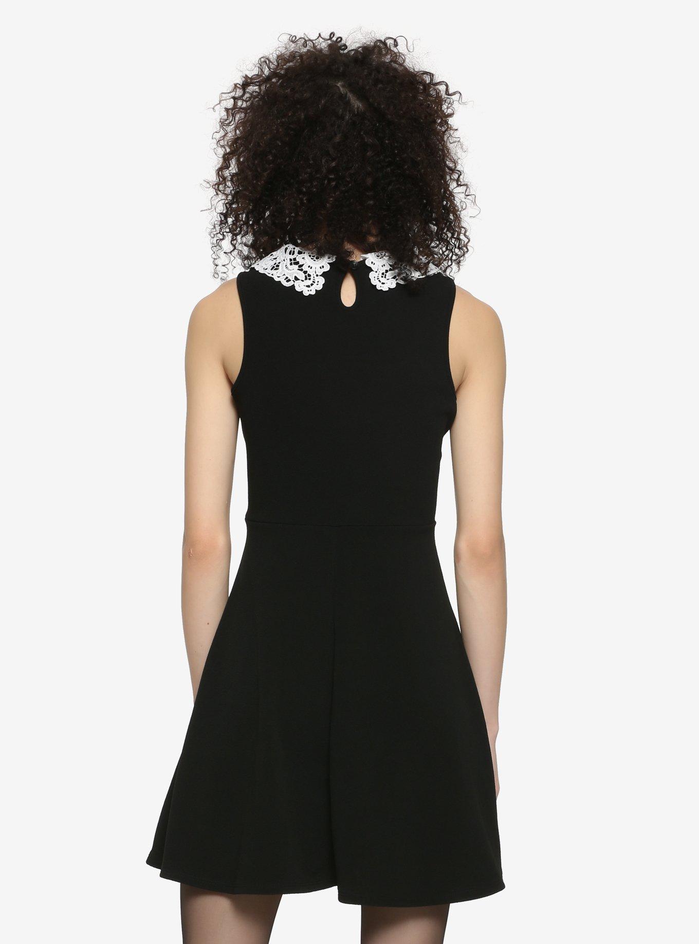 Black Lace Collar Dress, BLACK, alternate