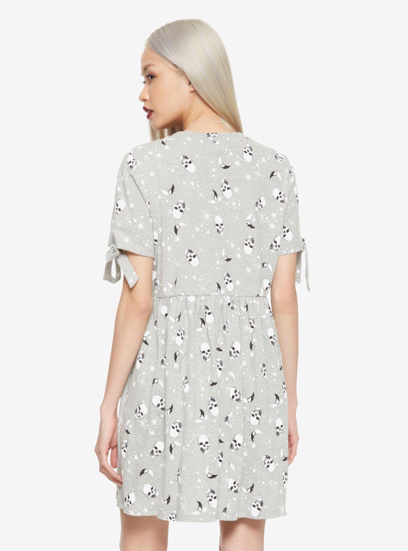 Moon & Skull Tie-Sleeve Dress, MULTI, alternate