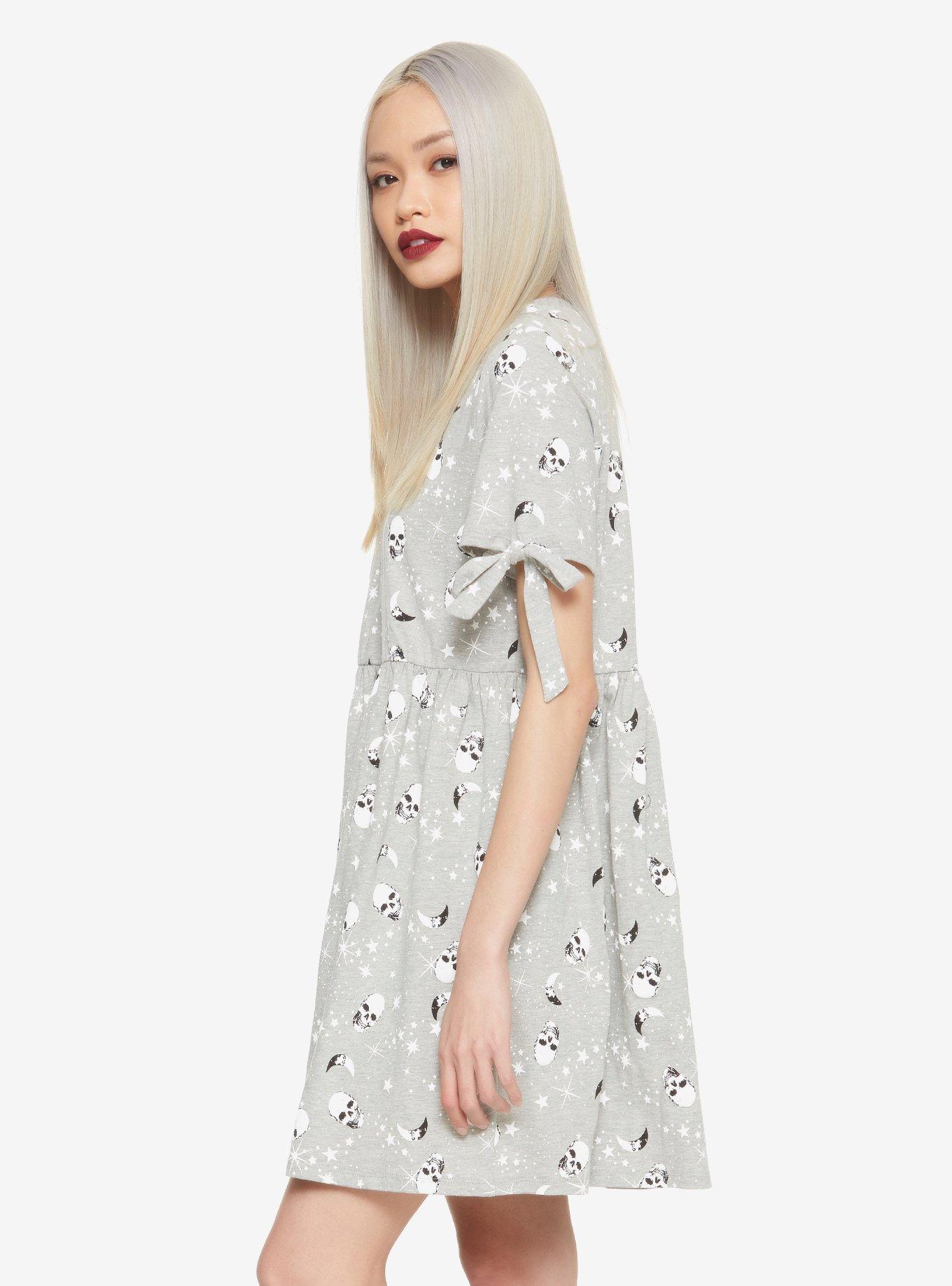 Moon & Skull Tie-Sleeve Dress, MULTI, alternate