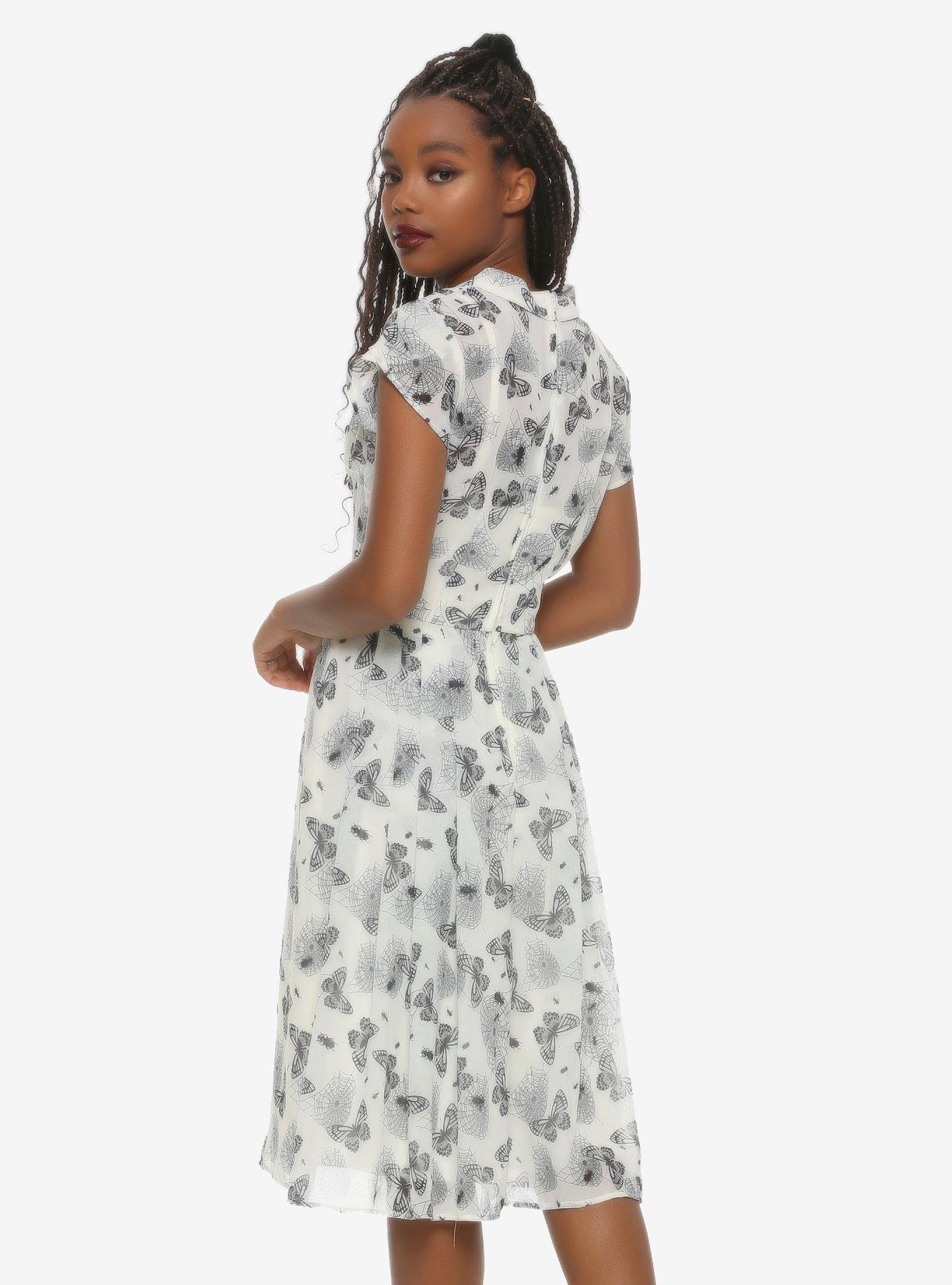 Hellbunny Spiderwebs & Butterflies Collared Dress, , alternate