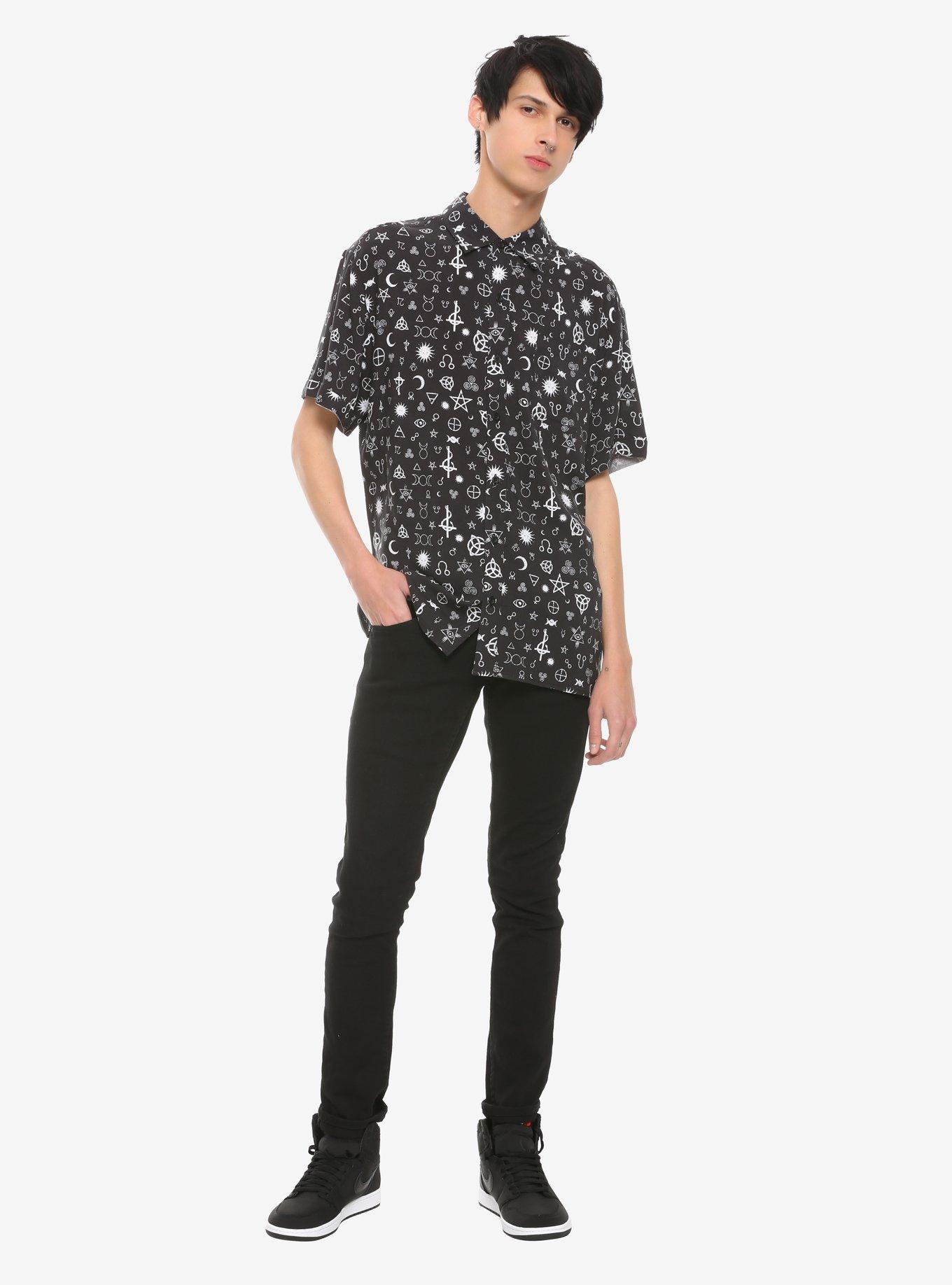 Occult Symbols Woven Button-Up, , alternate