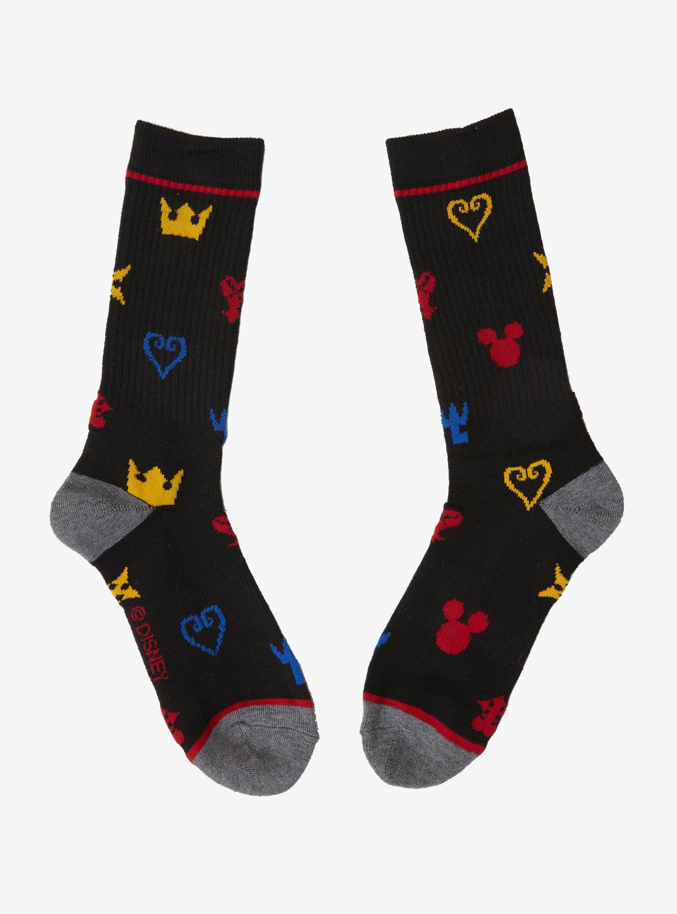 Disney Kingdom Hearts Symbols Crew Socks, , alternate