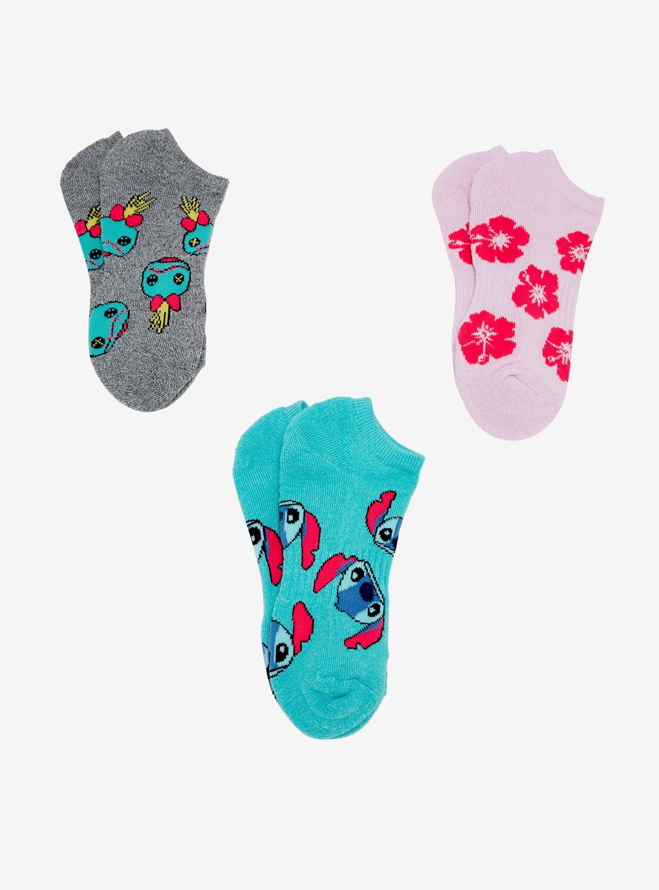 Disney Lilo & Stitch Scrump & Stitch No-Show Socks 3 Pair, , alternate