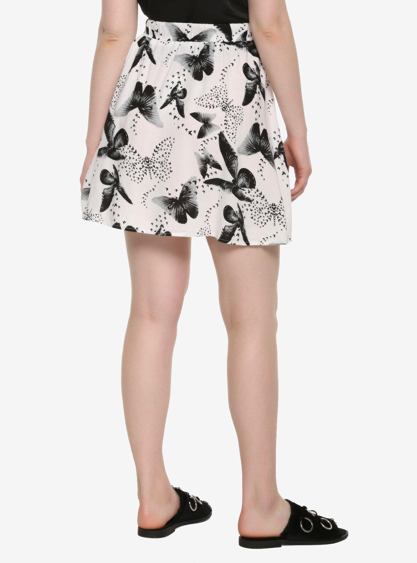 Black & White Butterfly Print Skirt, MULTI, alternate