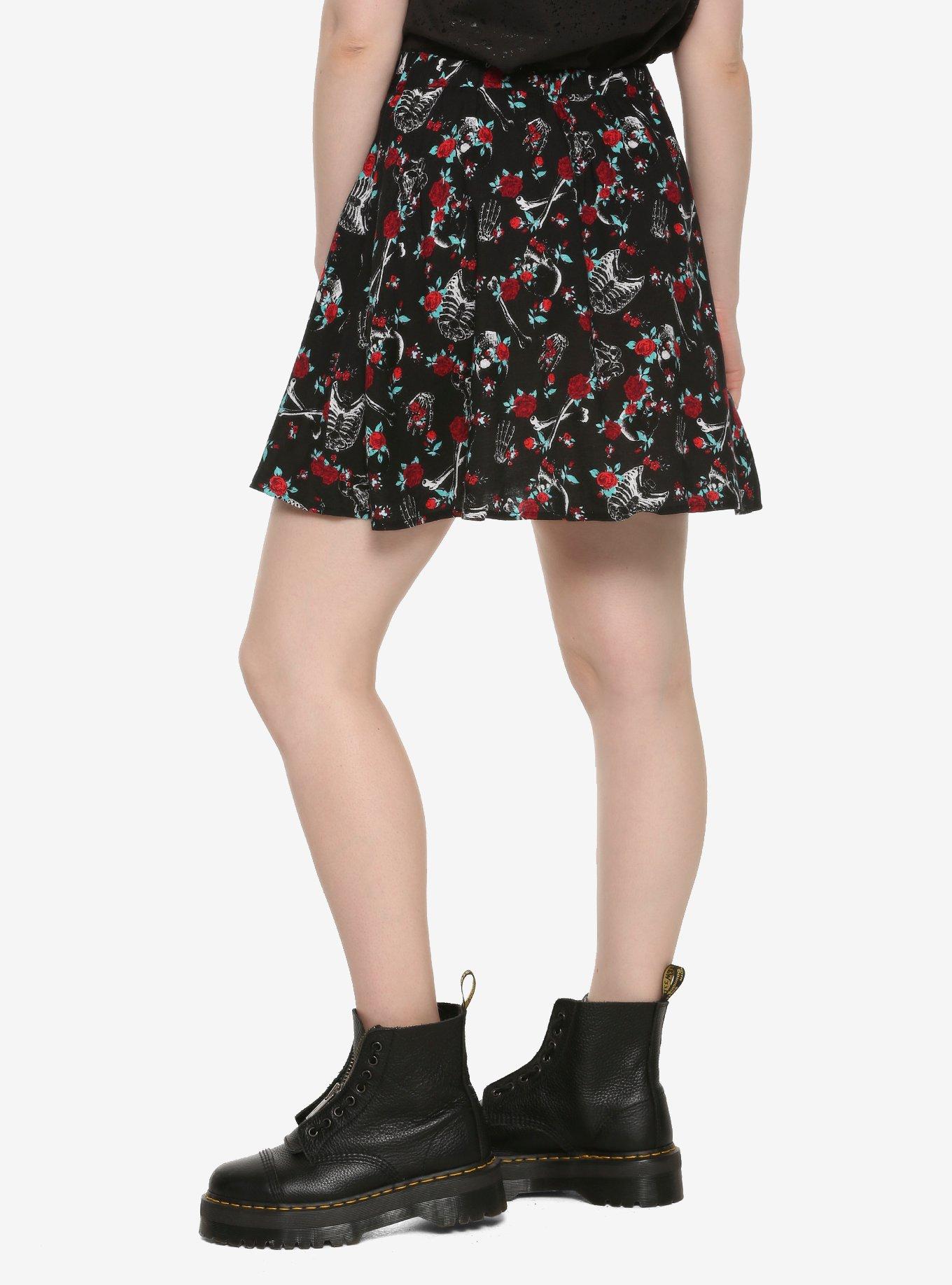 Skeletons & Roses Black Skirt, MULTI, alternate