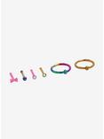 Steel Rainbow Pink Bow Nose Stud & Hoop 6 Pack, MULTI, alternate
