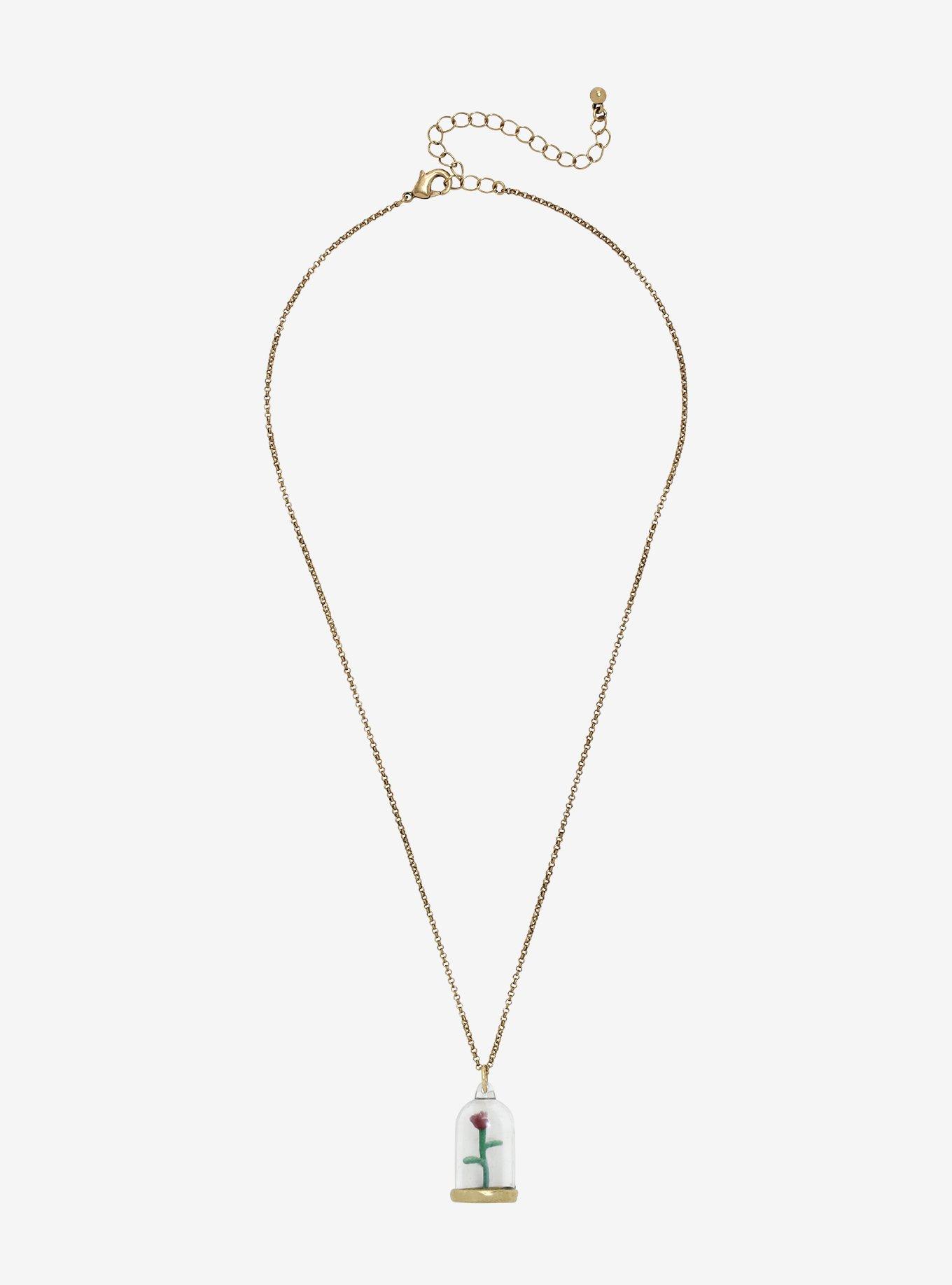 Disney Beauty And The Beast Enchanted Rose Necklace, , alternate