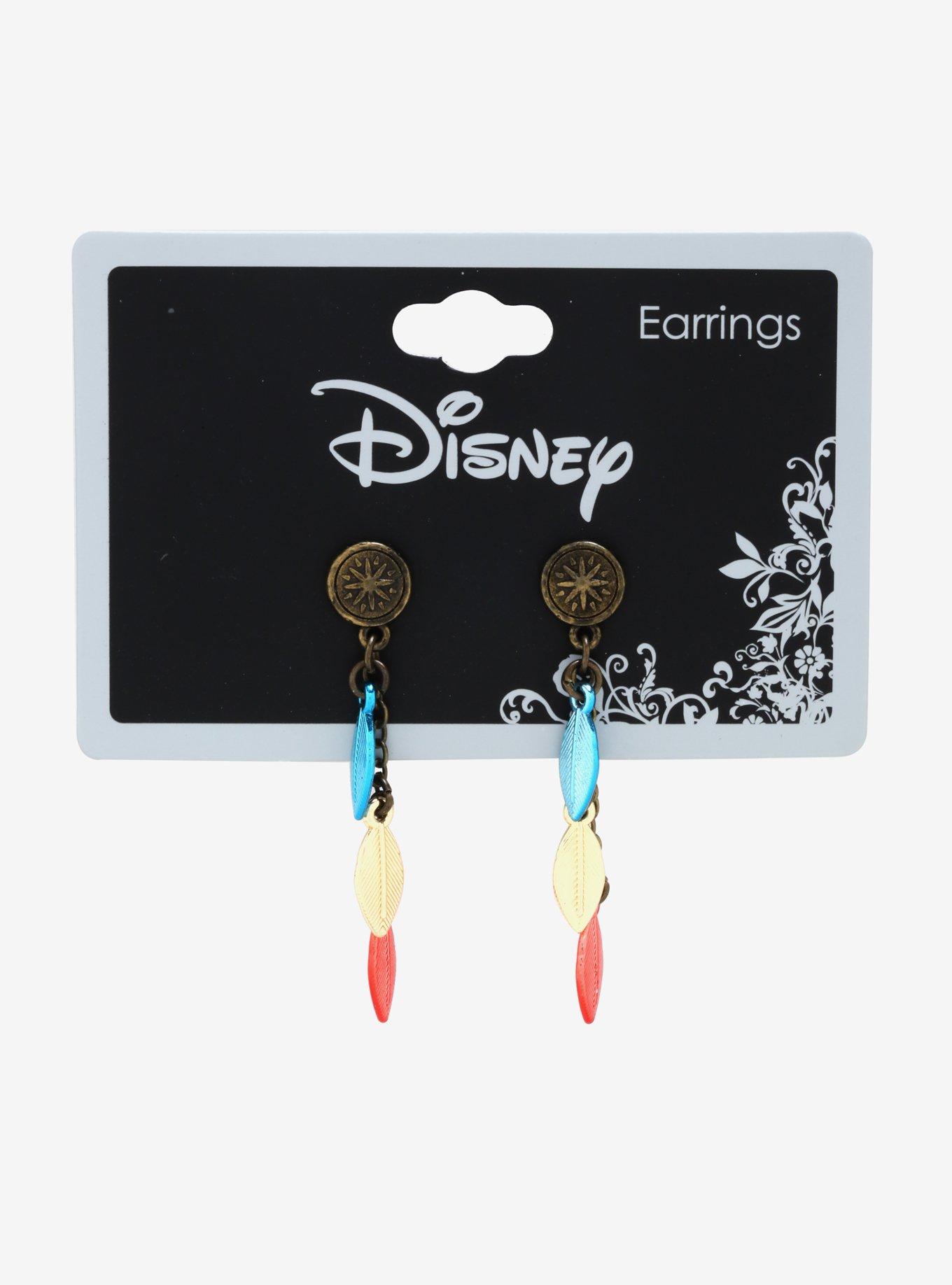 Disney Pocahontas Compass Feather Earrings, , alternate