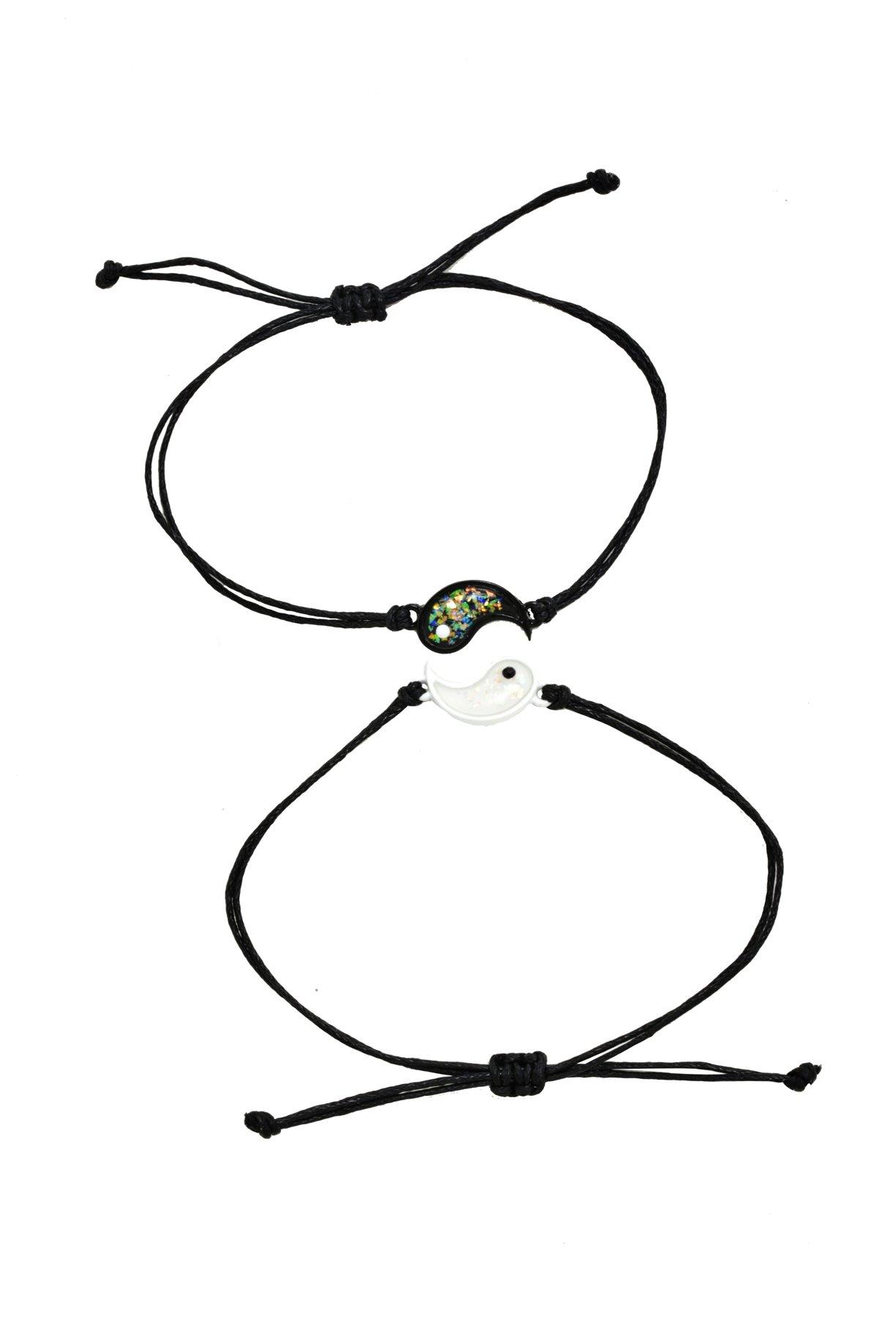Yin-Yang Sparkle Best Friend Cord Bracelet Set, , alternate
