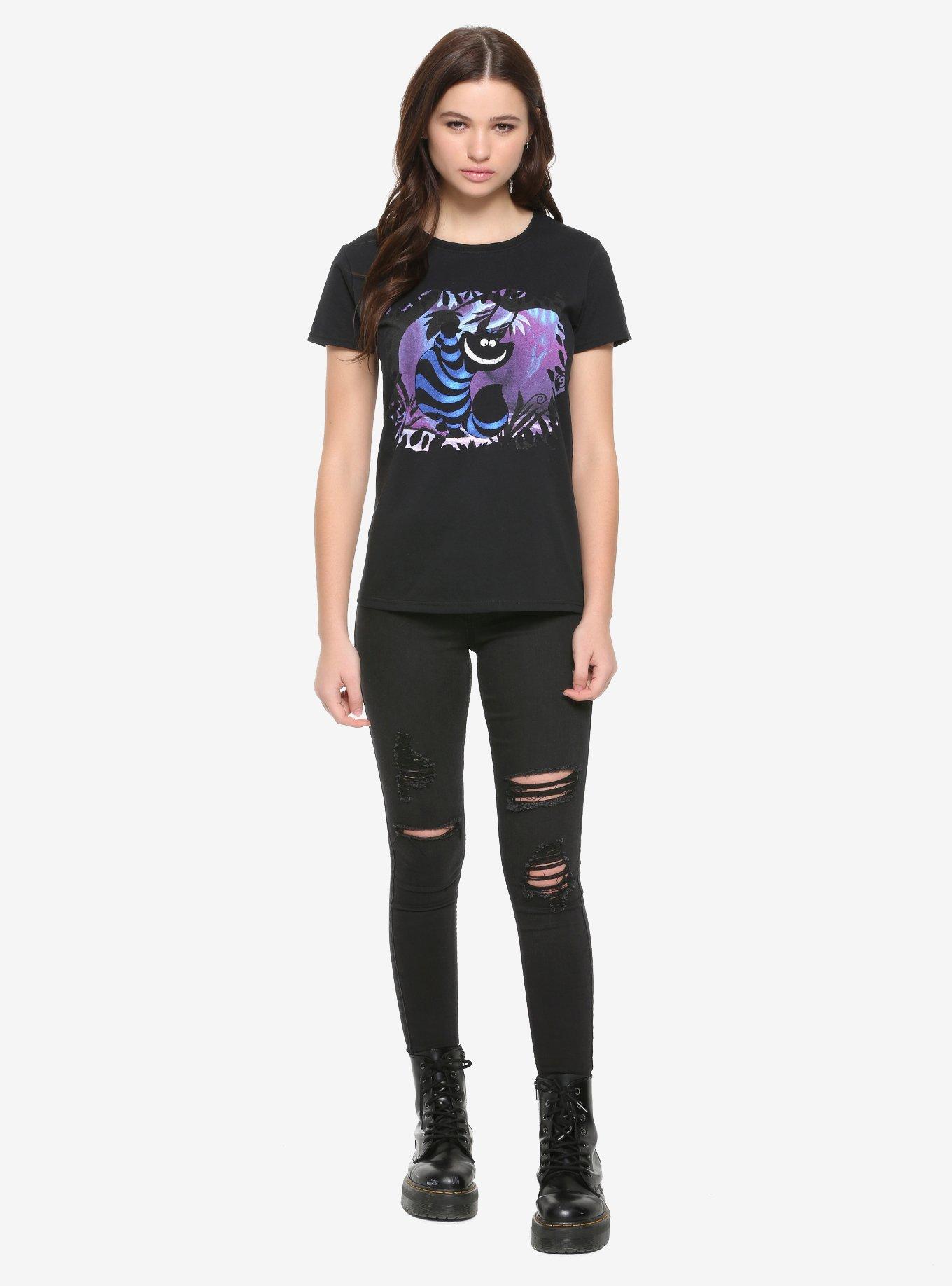Disney Alice In Wonderland Cheshire Cat Silhouette Girls T-Shirt, BLUE, alternate