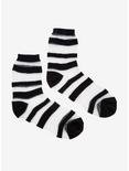 Black & Mesh Striped Ankle Socks, , alternate