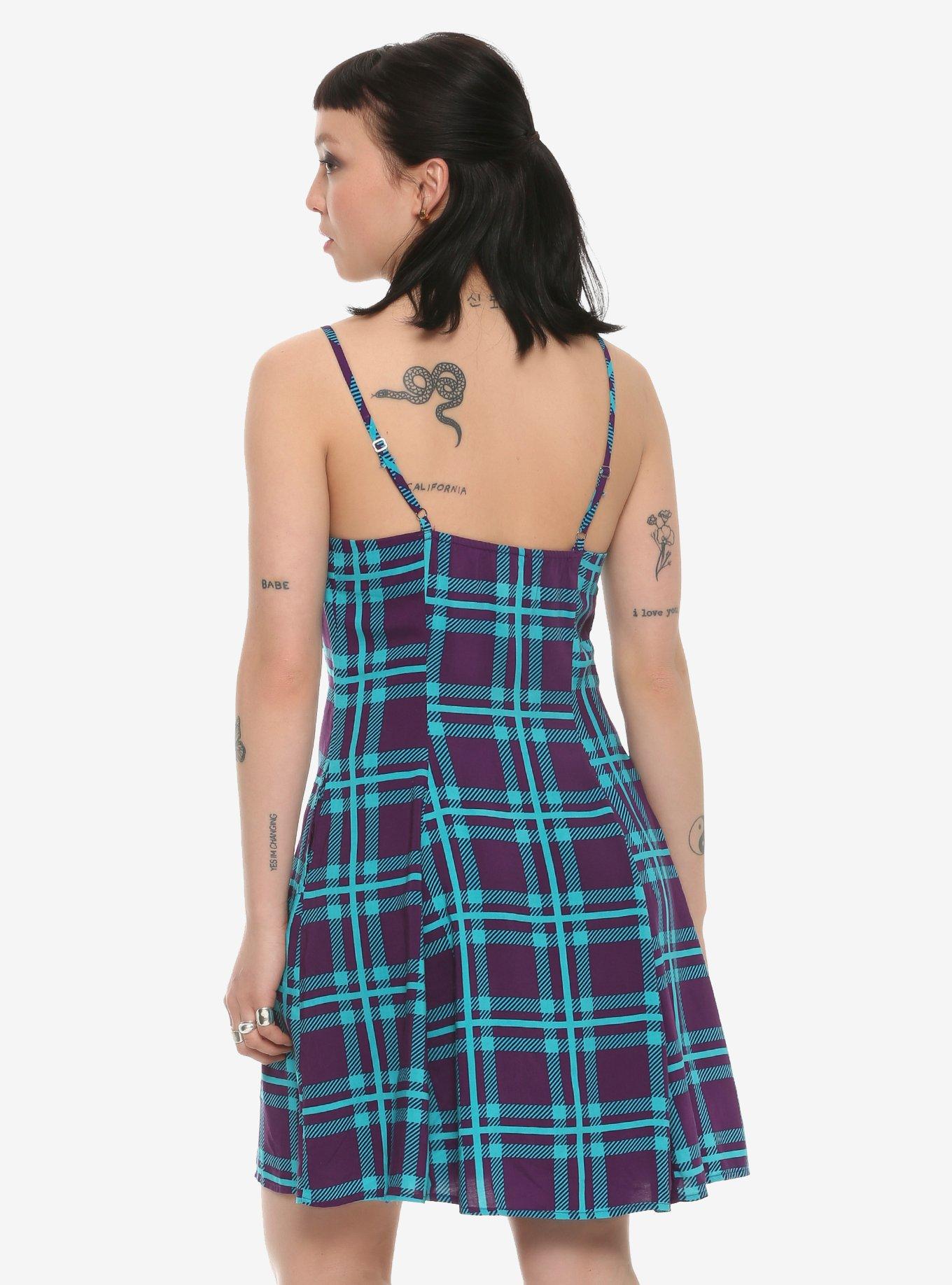 Purple & Teal Plaid Button-Front Dress, PLAID, alternate