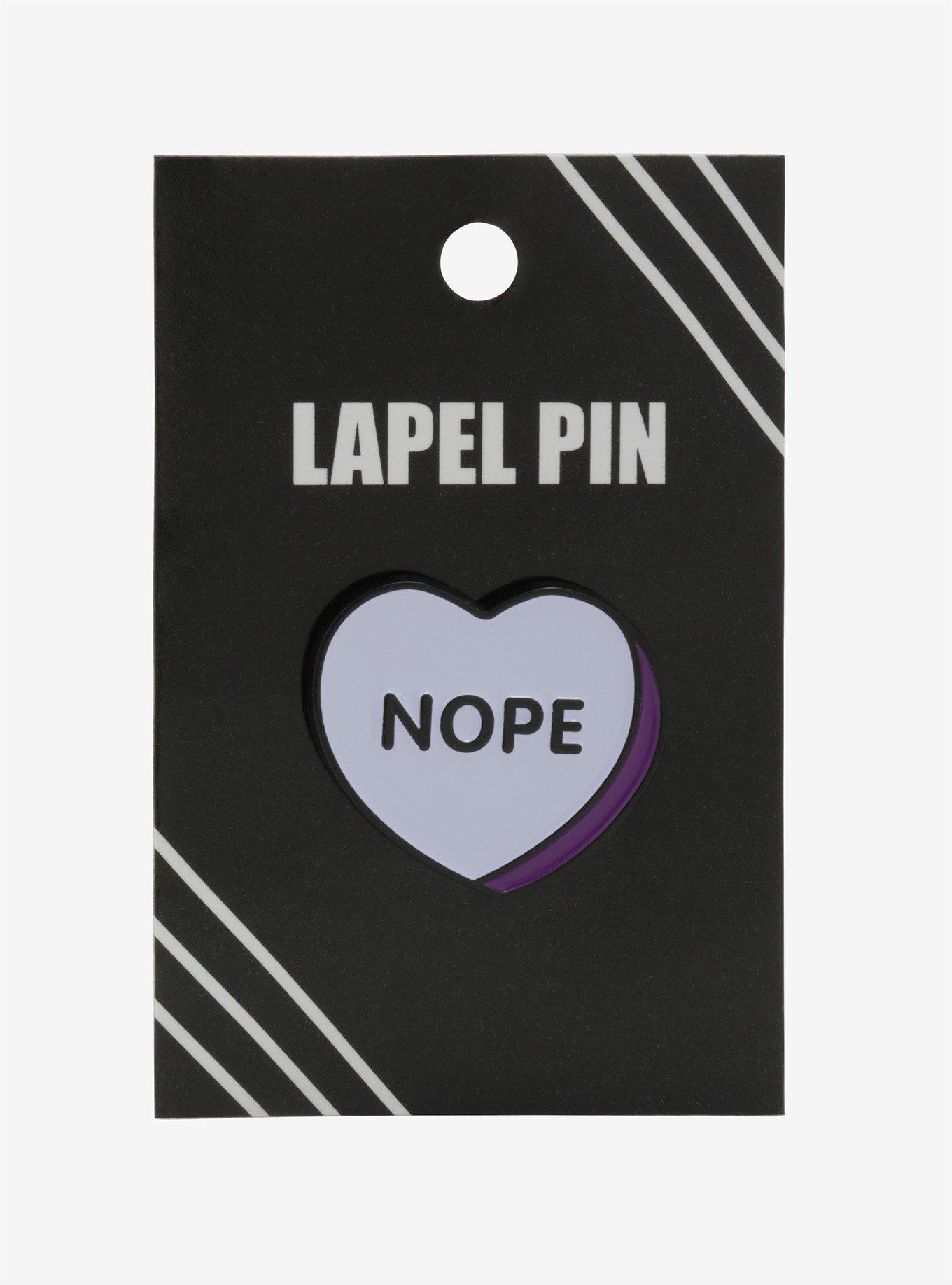Nope Conversation Heart Enamel Pin, , alternate