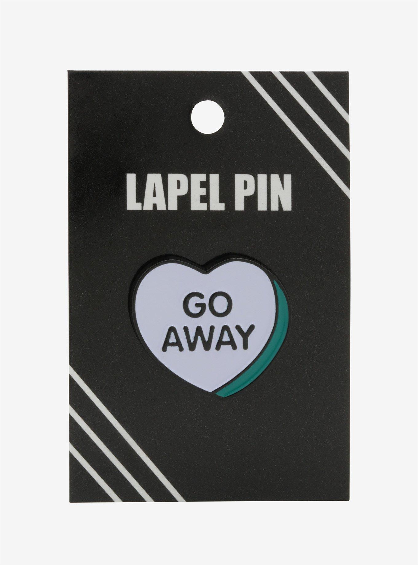 Go Away Conversation Heart Enamel Pin, , alternate