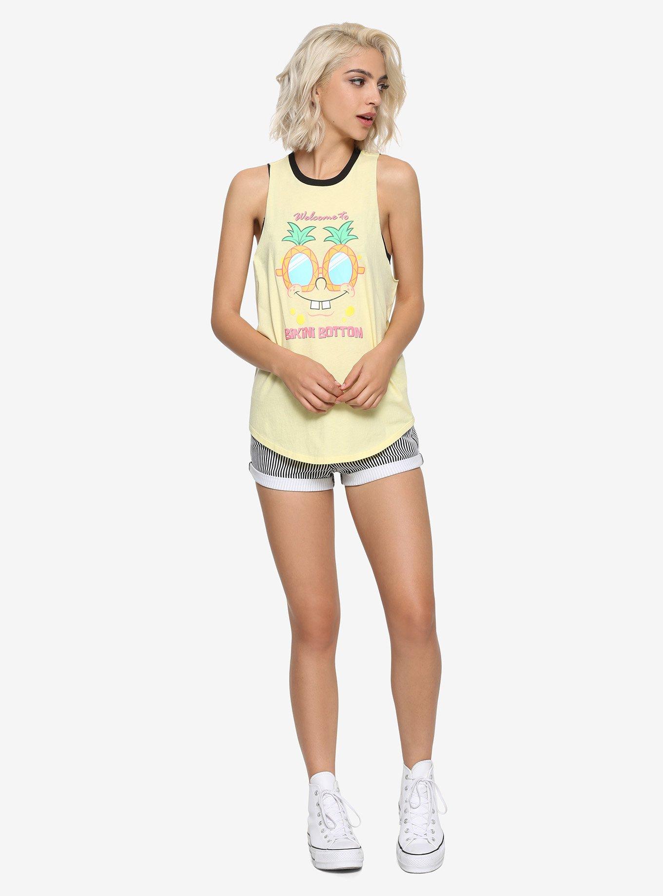 SpongeBob SquarePants Pineapple Glasses Girls Muscle Tank, , alternate