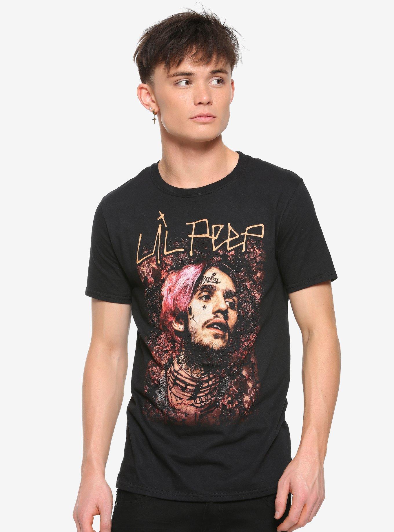 Lil Peep Floral Portrait T-Shirt, BLACK, alternate