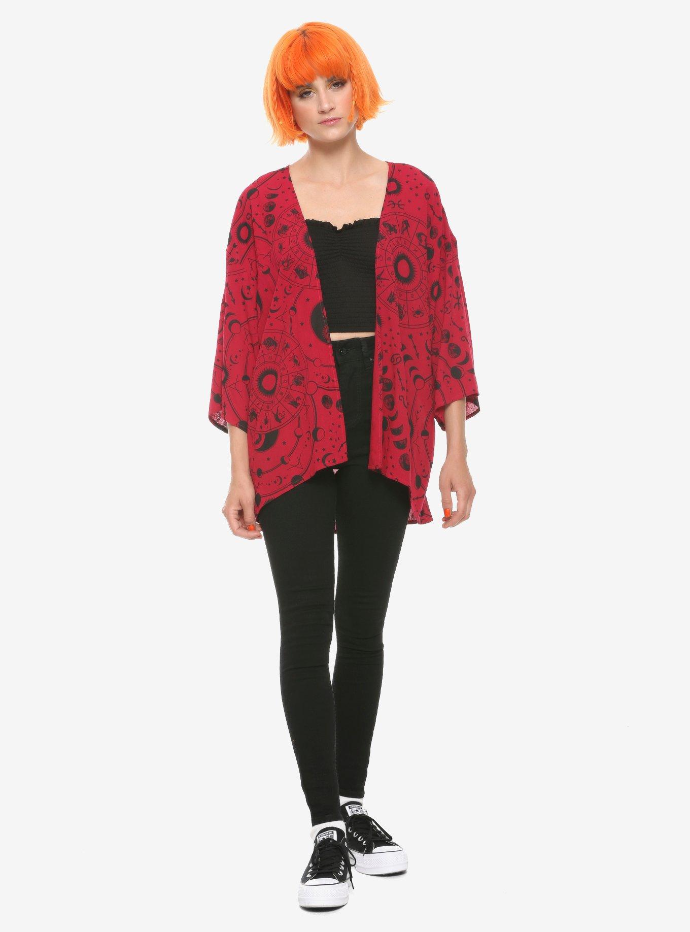 Burgundy Astrology Kimono, BURGUNDY, alternate