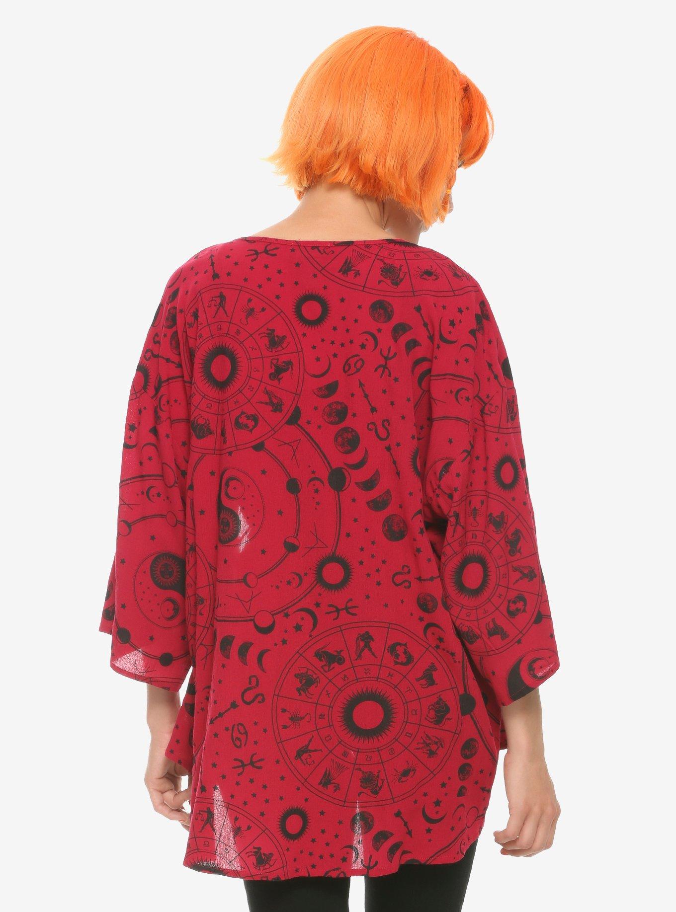 Burgundy Astrology Kimono, BURGUNDY, alternate