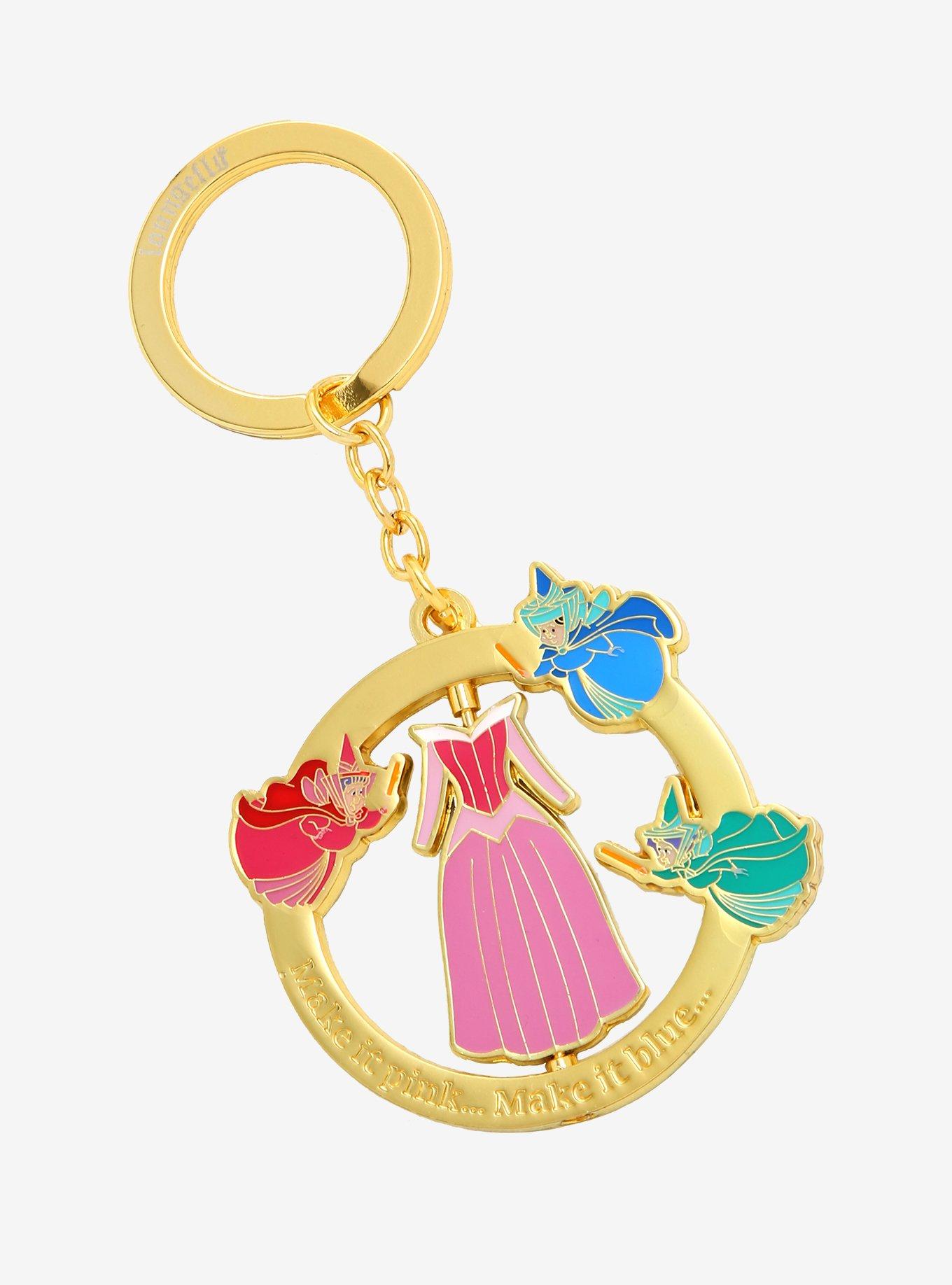 Loungefly Disney Sleeping Beauty Pink & Blue Dress Spinning Keychain - BoxLunch Exclusive, , alternate
